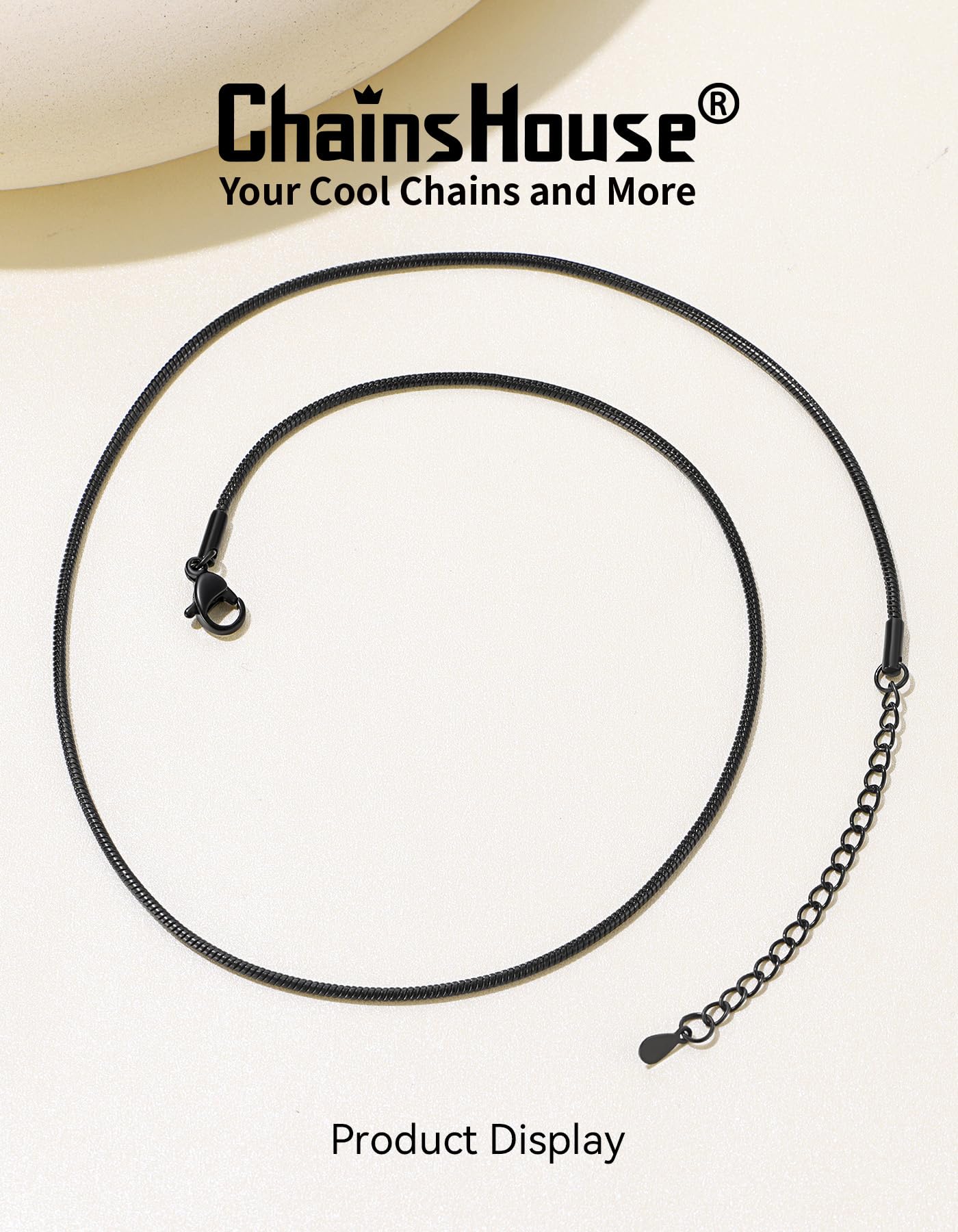 ChainsHouse 1.5mm Snake Chain Necklace for Women, Classic Delicate Birthday Party Jewelry Gift, Simple Thin Italian Necklace Choker Chains for Females, 16 Inches