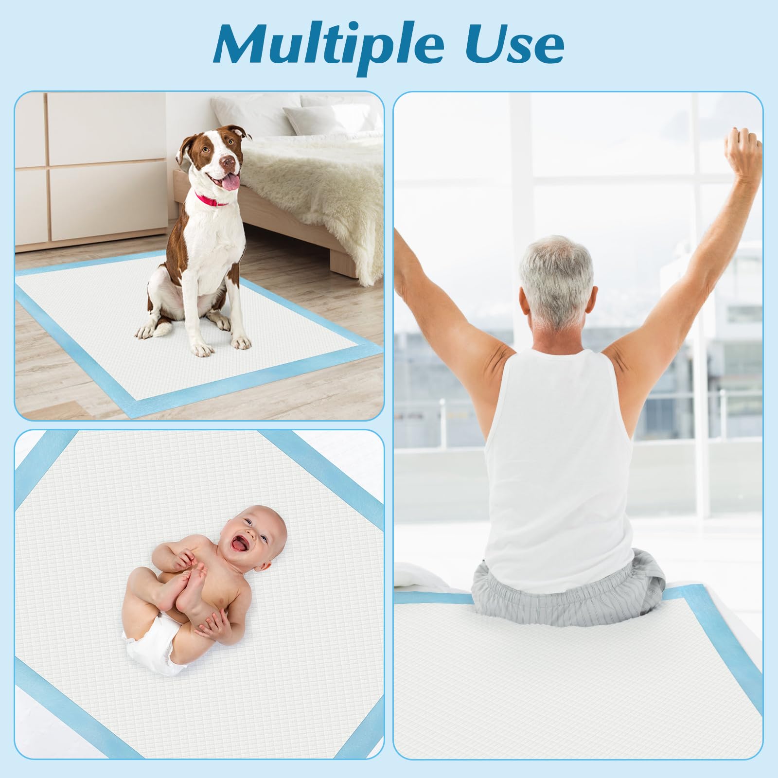 Wowflash Super Absorbency Disposable Leakproof Underpads with Quick Drying for Baby, Adults, Puppy, Dog Bed Pee Pads, Extra Large, XXL Incontinence Pads, 30” x 36”, 50 Count