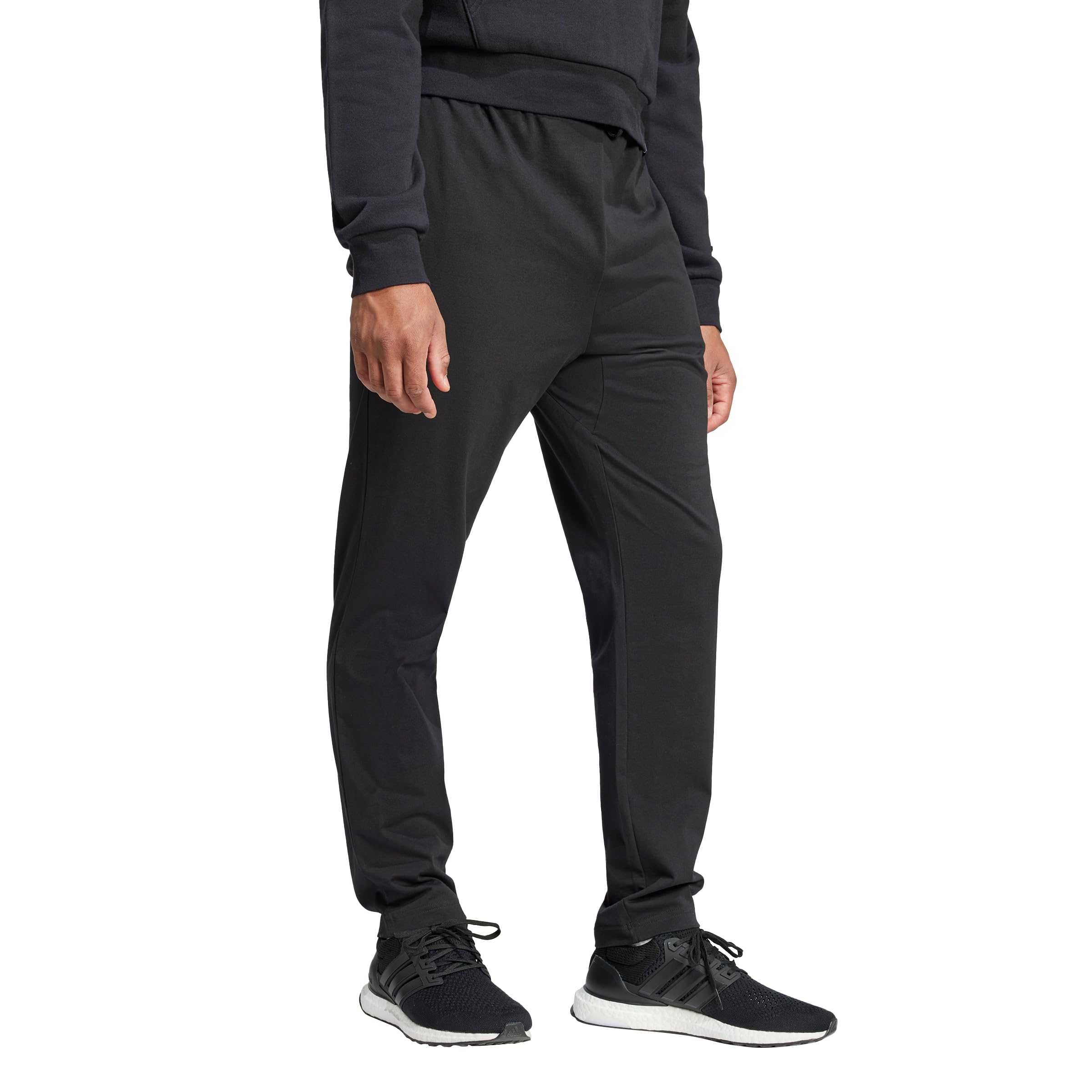 Adidas Mens Essentials Linear Single Jersey Sportswear Pants, Black/White, Large
