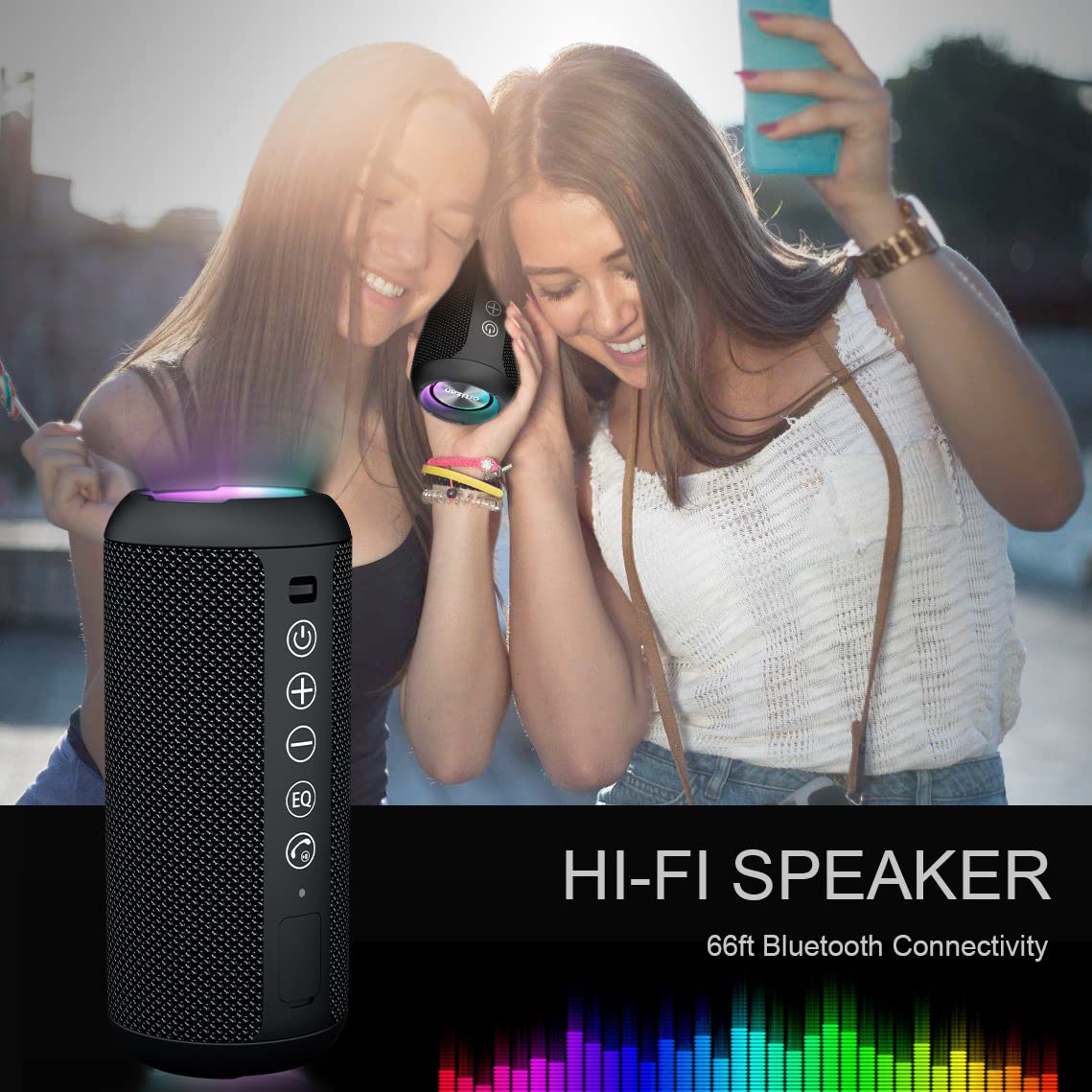 Ortizan Portable Bluetooth Speaker: IPX7 Waterproof, Wireless, Big Sound, Deep Bass, Dual Pairing, 30H Playtime, Valentines Day Gifts for Him, Birthday Gifts for Men Women, Adult White Elephant Gifts