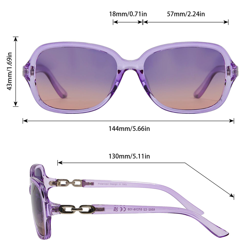 SIPHEW Women's Polarized Sunglasses - Wrap Around Stylish Square Oversized Frame w UV Protection Sun Glasses for Women
