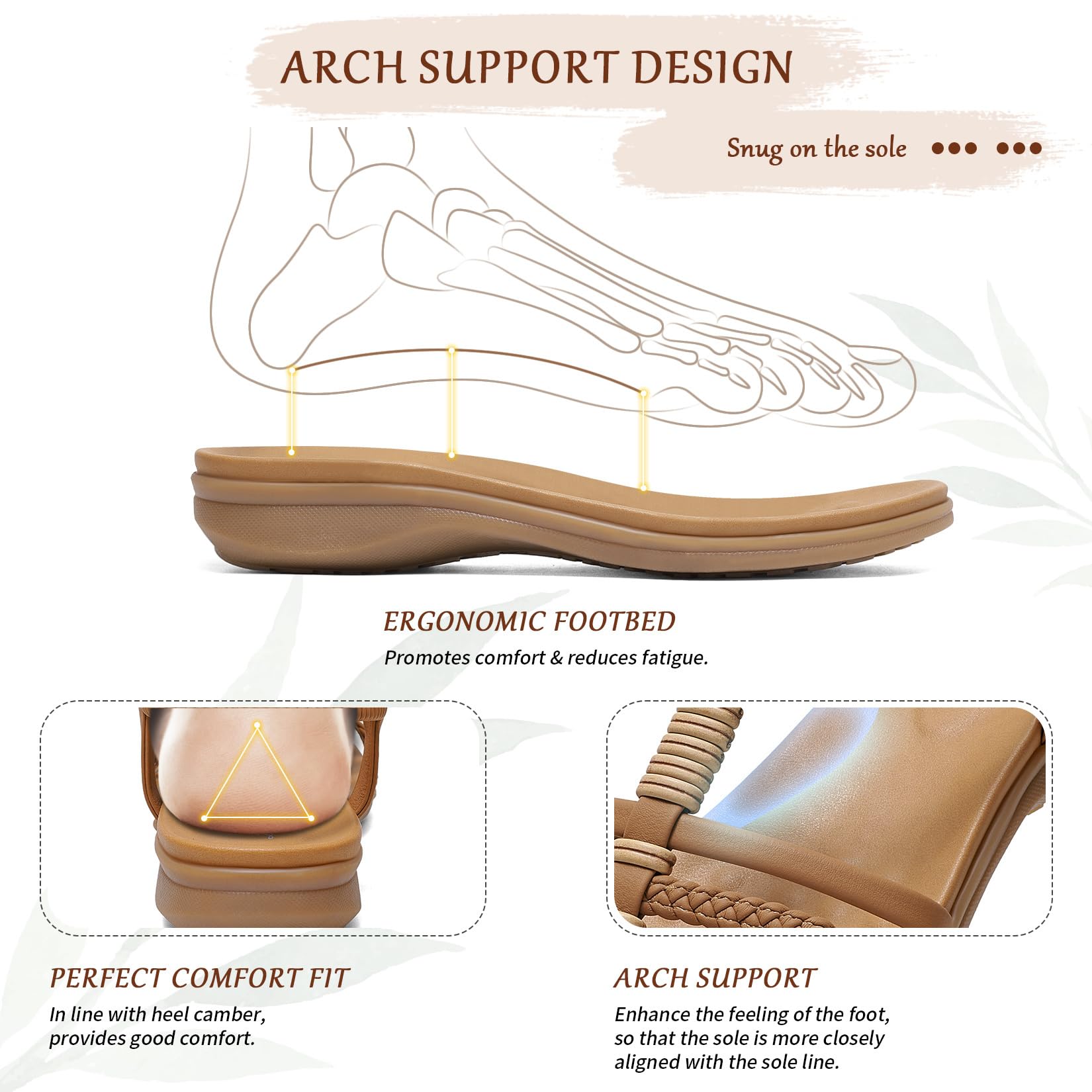 Littleplum Women Flat Sandals Arch Support Handmade Braided Gladiator Sandals Comfy Walking Beach Ankle Elastic Summer Shoes Brown Size 8
