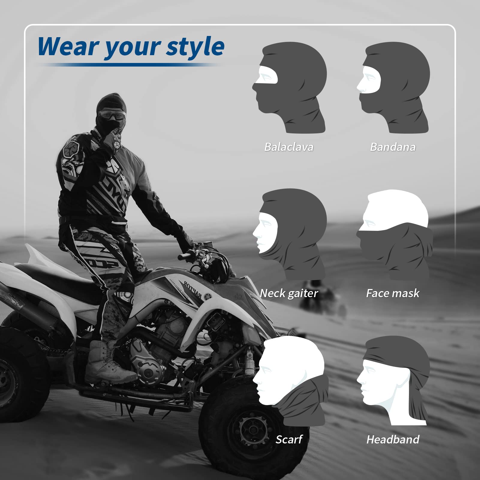 YESLIFE Balaclava Black Ski Mask for Men and Women, Winter Face Mask, Shiesty for Skiing, Snowboarding & Motorcycle, Black