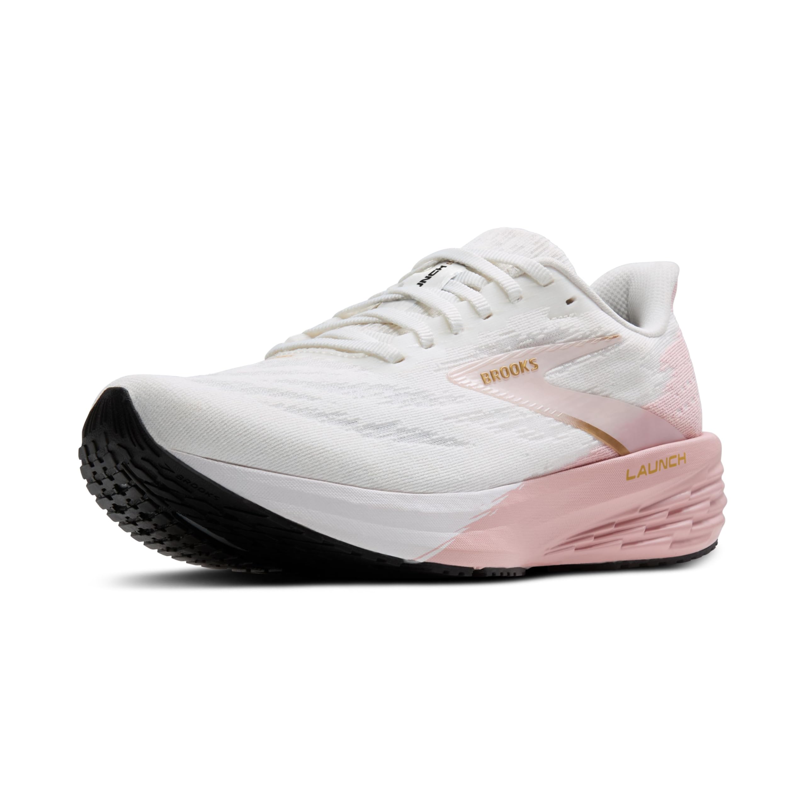 Brooks Women’s Launch 11 Neutral Running Shoe - White/Gold/Pink - 8 Medium