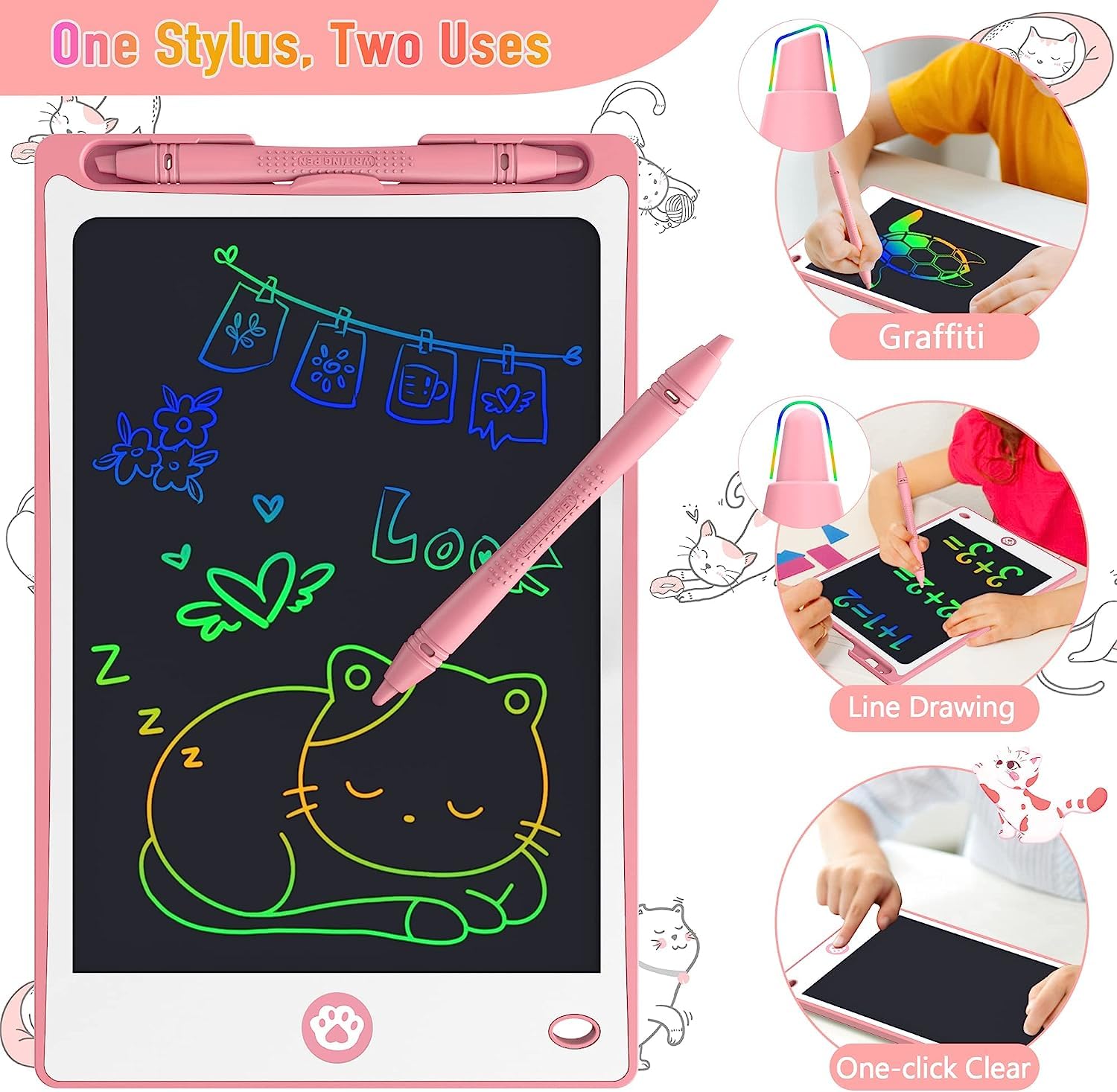 Hockvill LCD Writing Tablet for Kids 8.8 Inch, Toys for Girls Boys Drawing Pad for 3 4 5 6 7 Year Old Kids Toys, Children Gift Easter Basket Stuffer for Kids Toddler Doodle Board Travel Essentials