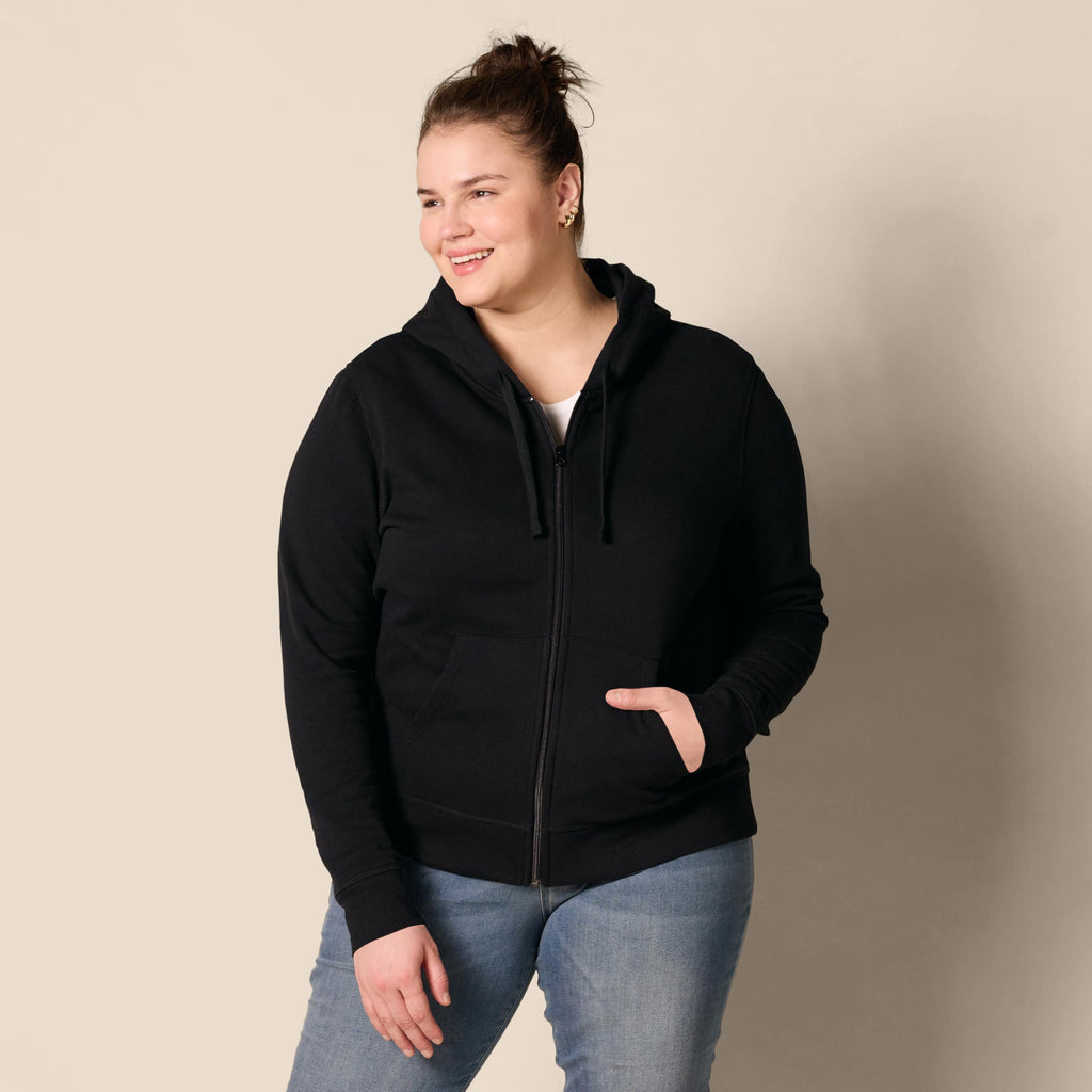 Amazon Essentials Women's Fleece Full-Zip Hoodie (Available in Plus Size), Black, Small