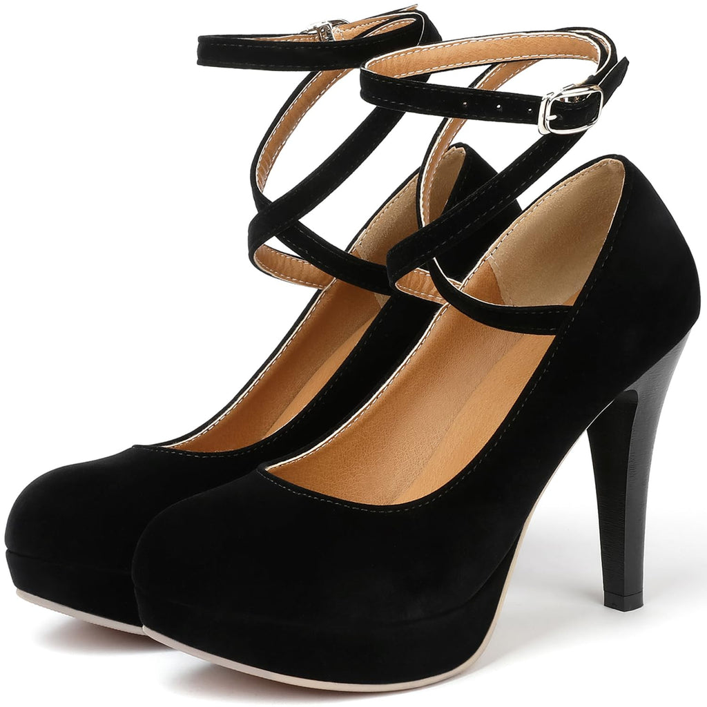 Mostrin Black Closed Toe High Heels for Women Sexy Platfrom Pumps Women's IN4 Classic High Heel for Formal Prom Party Size 7