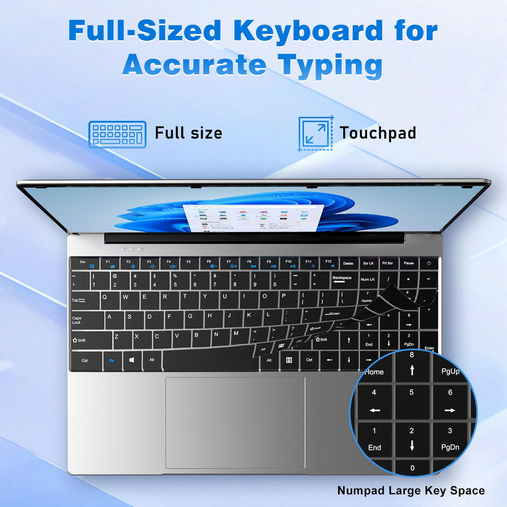 NAIKLULU Laptop Computer, Windows 11 Pro Lap Top, 15.6 Inch Laptop PC 2026, 16GB RAM 256GB SSD, M3-6Y30 Processor, FHD Display 1920 * 1080P, WIFI5, BT4.2, 5000mAh Battery, for School Business Student