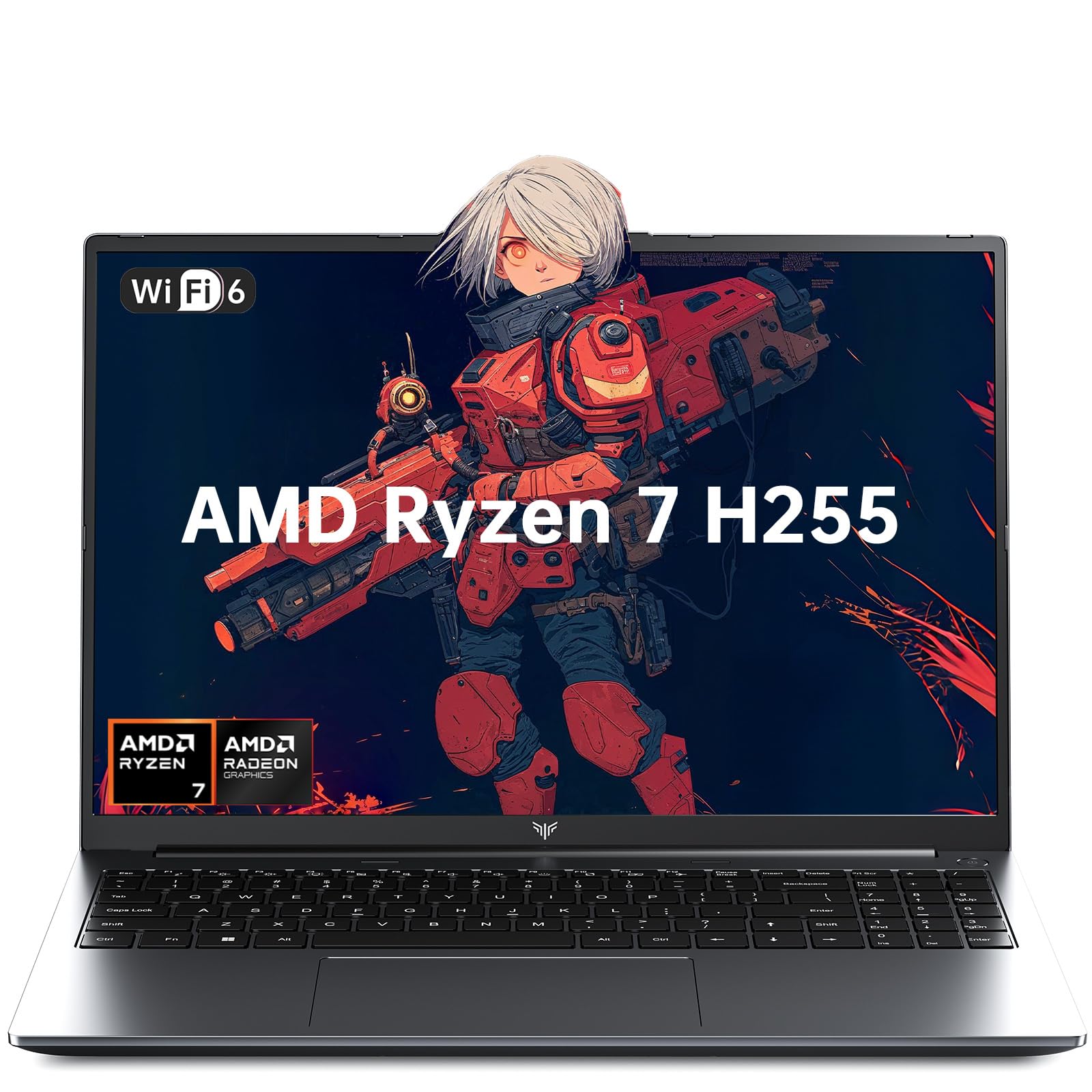 MALLRACE 16Inch Gaming Laptop, AMD Ryzen 7 H255 (8C/16T, Beat R9 6900HX,up to 4.9GHz) 16GB DDR5 RAM 512GB SSD Computer with Radeon 780M,Type-C, WiFi-6, 50.82Wh Battery,Backlit Keyboard for Business