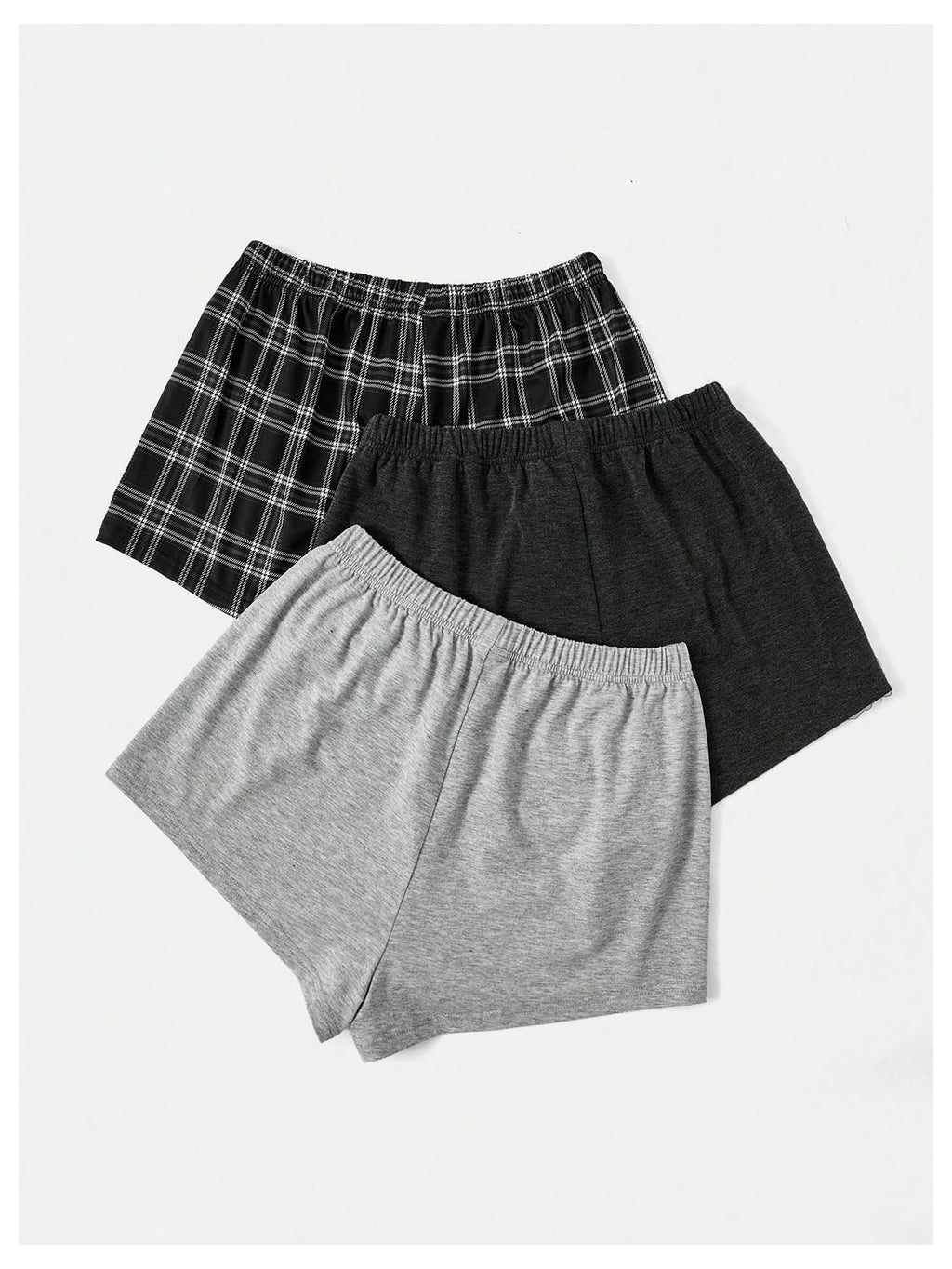 WDIRARA Women's 3 Pack Plaid Letter Graphic Pajama Shorts Elastic Waist Pj Lounge Shorts Multicolor Large