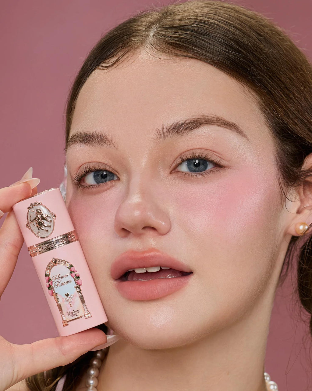 Flower Knows Strawberry Cupid All Day Glow Liquid Blush,Sweat & Water-Resistant Dewy Blush for Cheeks,Blendableand Hydrating Baby Pink Face Makeup for Women & Girls,0.25 Fl Oz(01 Frosty Strawberry)