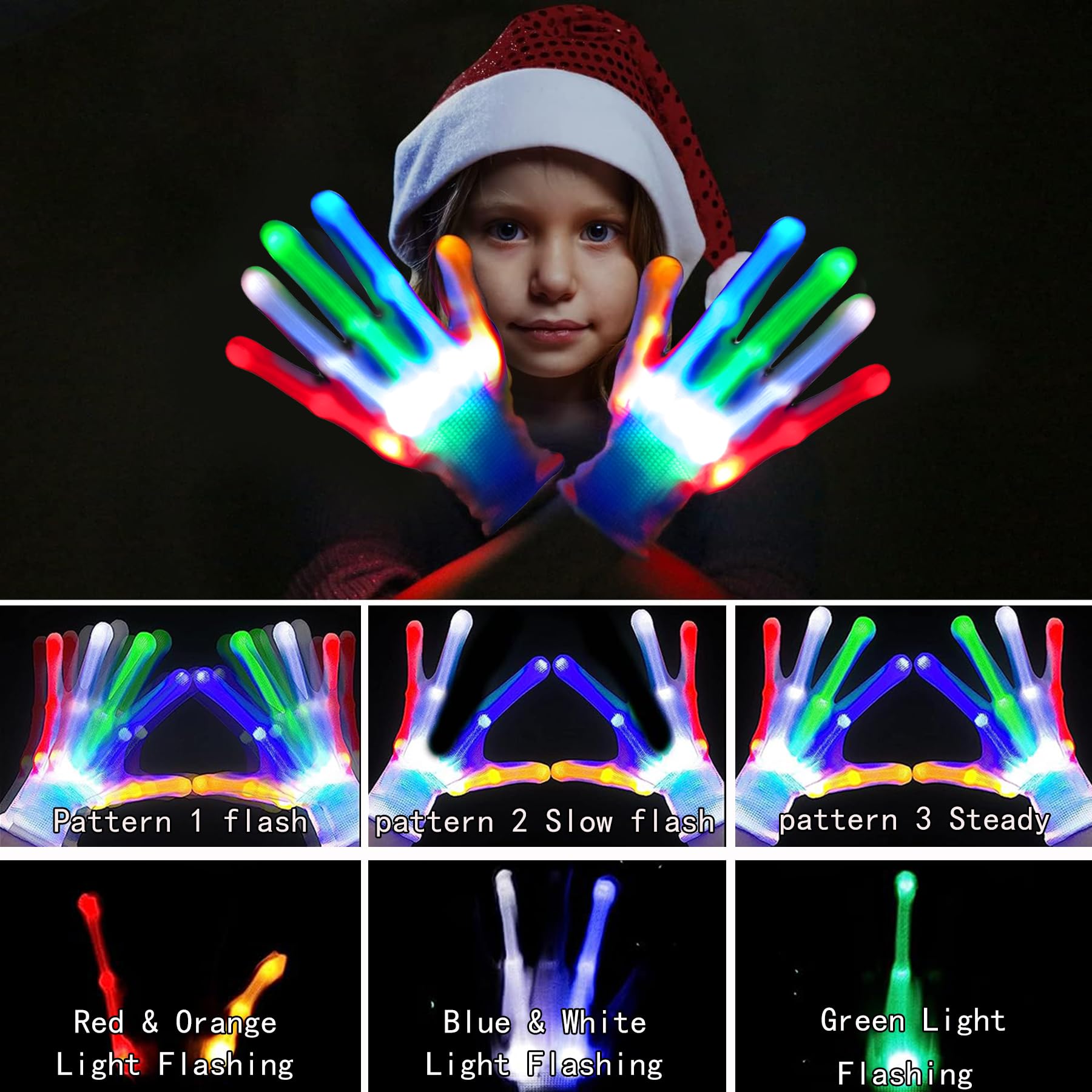 CELCOREERY LED Gloves Boys Toys Age 3-8 Year Old Cool Toys Light up Gloves Stocking Stuffer for Birthday Halloween Christmas Fun Gift for 3 4 5 6 7 8 Year Old Girls Boys