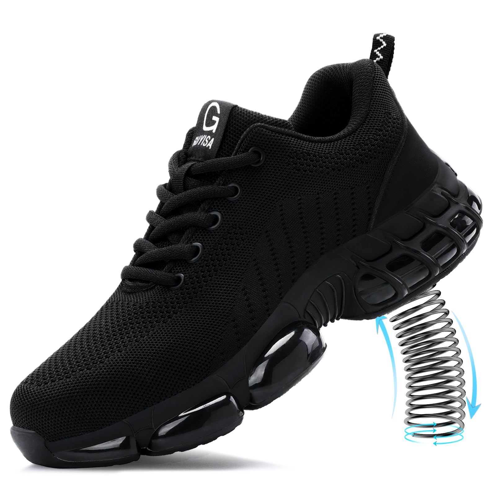 TANIELD Steel Toe Shoes for Men Lightweight Work Shoes Breathable Safety Sneakers Air Cushioned Steel Toe Sneakers Indestructible Work Tennis for Construction Industrial