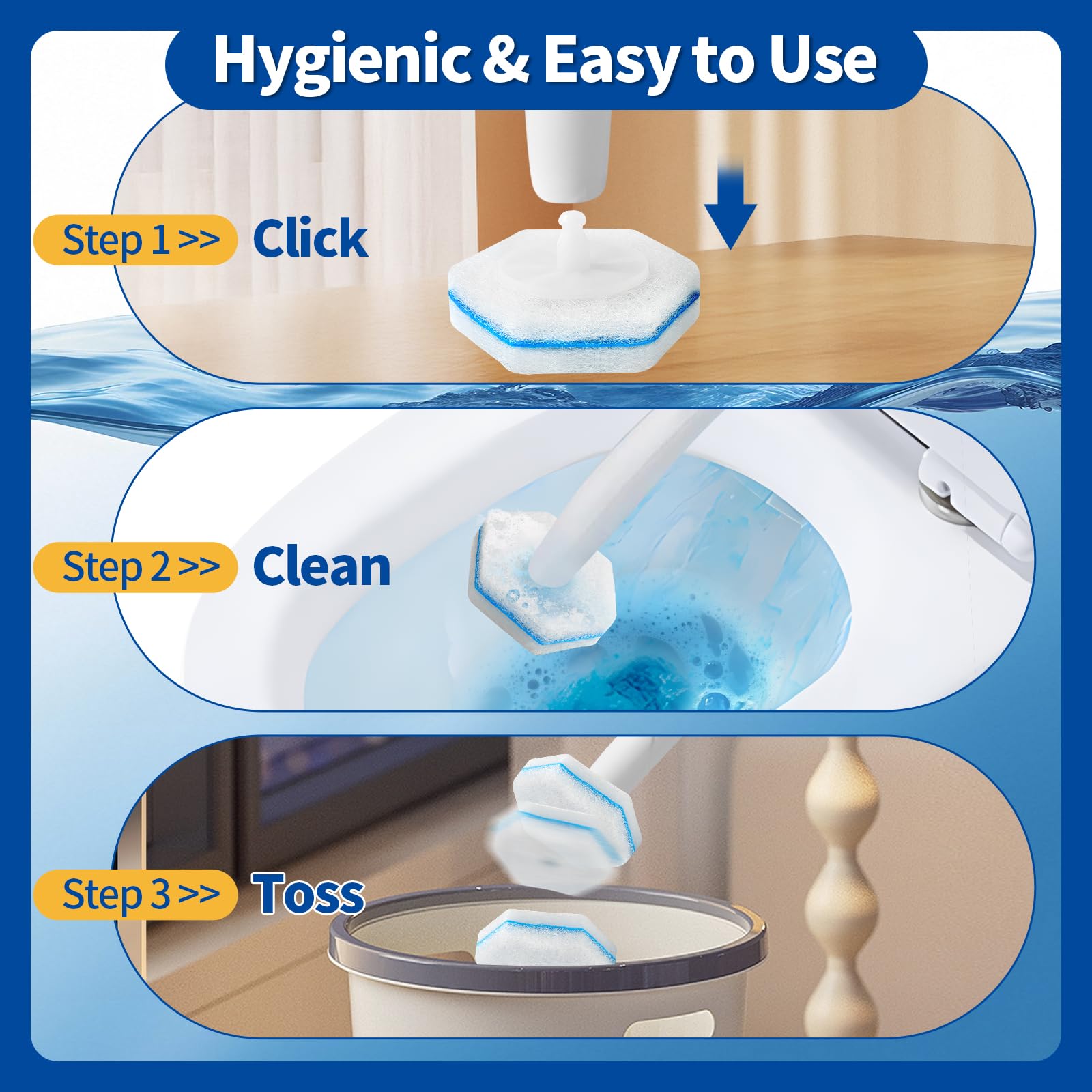 Swilsweep 100 Count Toilet Bowl Wand Refills, Disposable Toilet Cleaner Refills, Disposable Wand Heads Compatible with Clorox and the Most Toilet Brushes