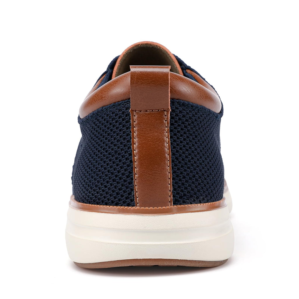 VILOCY Men's Wide Casual Dress Oxfords Business Shoes Fashion Sneakers Mesh Breathable Comfortable Walking Shoes Navy,EU40