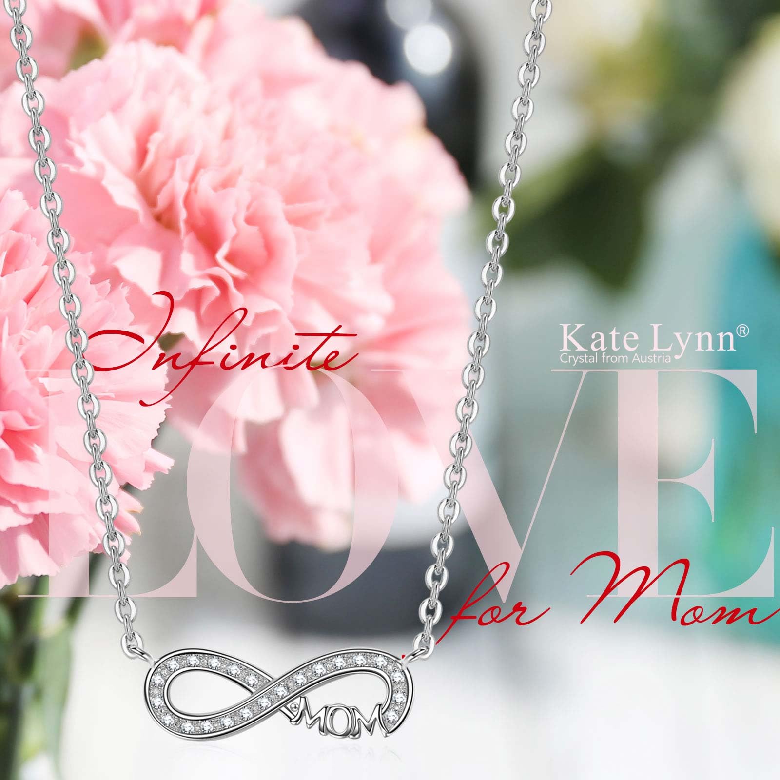 Kate Lynn Endless Love Infinity Necklace for Mom, Women Jewelry, Birthday Gifts Mothers Day Gifts for Mom Christmas Gift