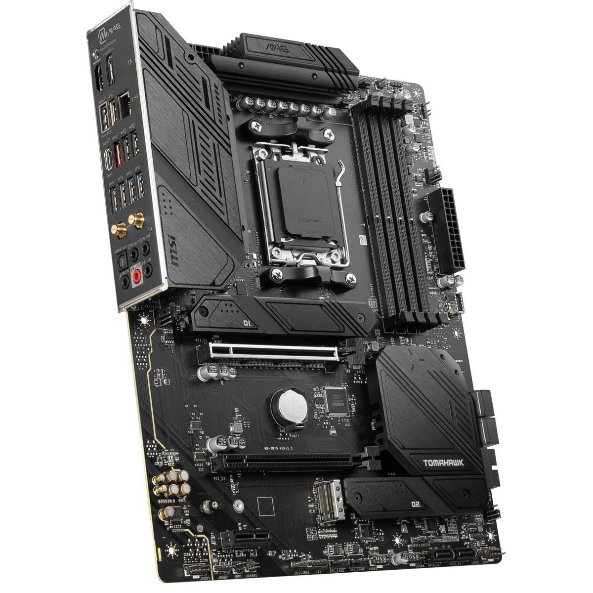 MSI MAG B650 Tomahawk WiFi Gaming Motherboard (AMD Ryzen 9000/8000/7000 Series Processors, AM5, DDR5, PCIe 4.0, M.2, SATA 6Gb/s, USB 3.2 Gen 2, HDMI/DP, Wi-Fi 6E, Bluetooth 5.3, 2.5Gbps LAN, ATX)