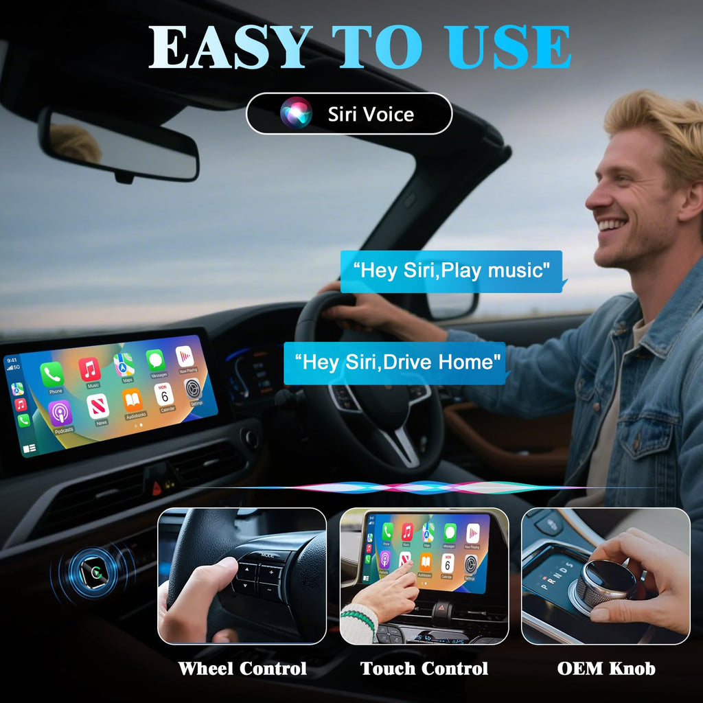 Wireless CarPlay Adapter, 2026 Upgraded Wired to Wireless for Apple CarPlay & Android Auto, Mini USB Design Car Play Adapter with Type-C Extension, Plug and Play, Stable Connection & No Latency