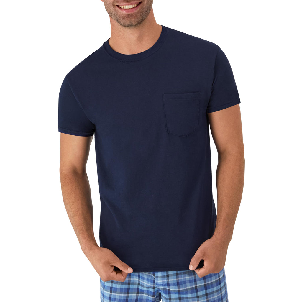 Hanes Men's Cotton Pocket T-Shirt, Moisture-Wicking with Odor Control, Assorted, 6-Pack