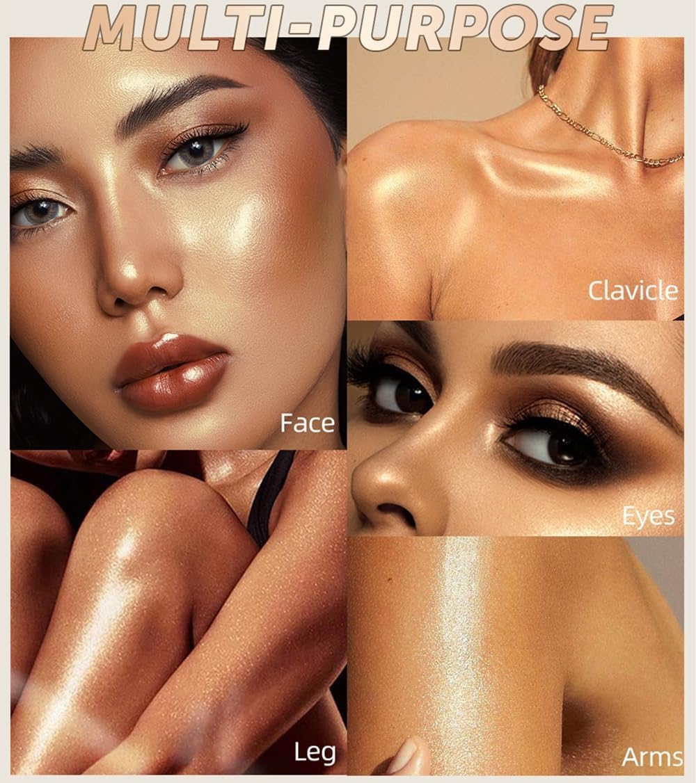 URQT Highly Pigmented Liquid Contour - Built-in Sponge Tip Sculpted Complexion Wand With Long Lasting Natural Buildable Highlighters and Bronzer (Contour+Blush+Highlighter)