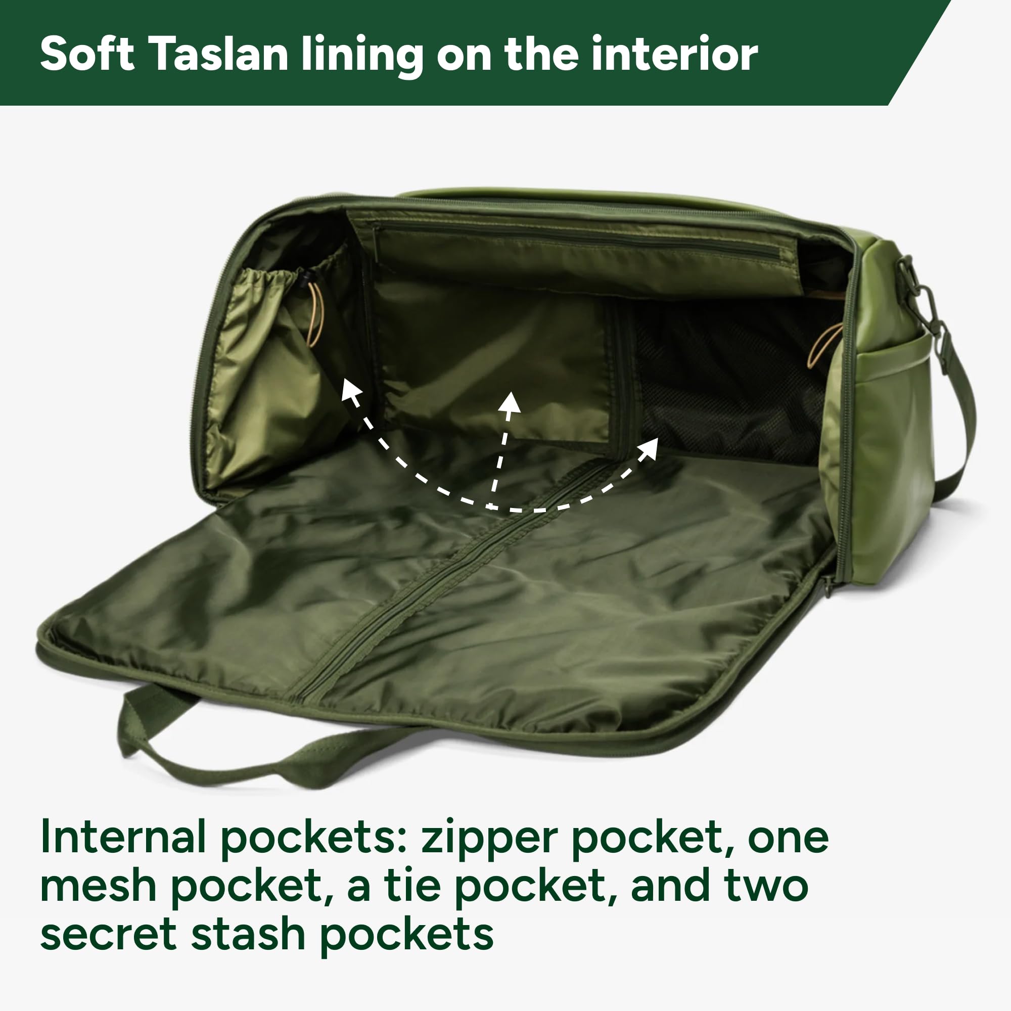 Halfday Convertible 2-in-1 Vegan Leather Premium Garment Duffel Weekender Bag 45L (Carry-on, Wrinkle-Free Travel, Hanging Suit Compartment, Shoe Pockets, Trolley Sleeve), Leaf