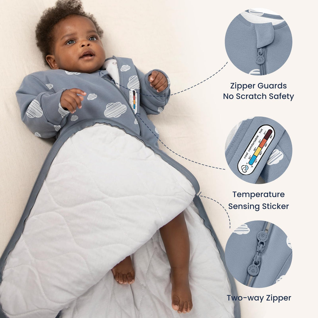 kaiya baby Unisex Sleeping Bag for Babies and Toddlers 2.5 Tog Sleep Sack 0-6Months, Long Sleeve Sleep Sack, Wearable Blanket Baby, One Piece with Sleeves, Gifts for Baby