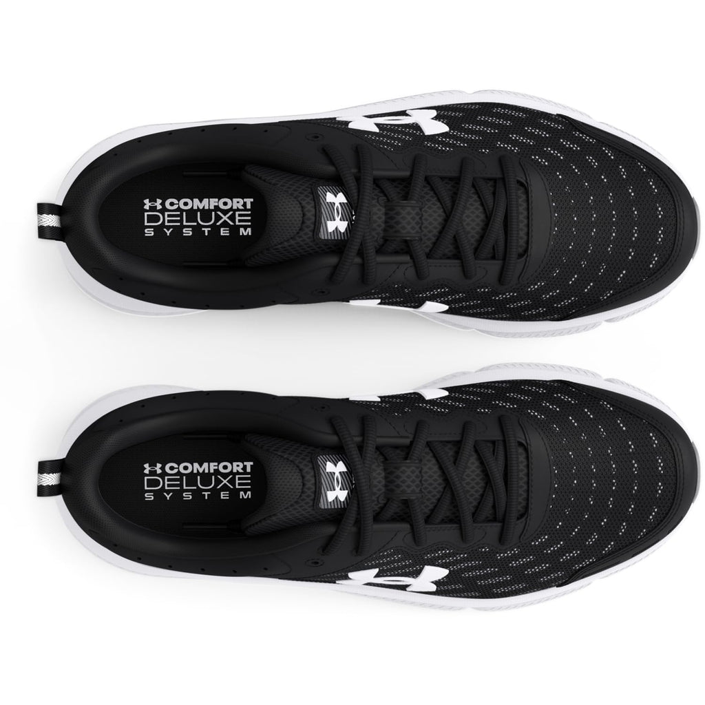 Under Armour Men's Charged Assert 10 Shoes, (001) Black/Black/White, 10.5 X-Wide