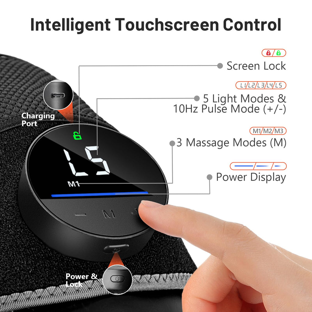 HALIDODO Red Light Therapy & Vibration Massage Knee Brace - Wireless Rechargeable Controller, 660nm & 850nm Red Light Therapy Heated Device for Knee/Joint/Elbow/Shoulder.