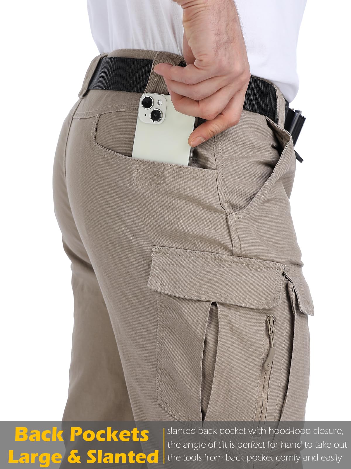 MANSDOUR Men's Hiking Tactical Pants Stretch Cotton Cargo Work Pants for Men Lightweight Relaxed Fit Army Combat Military Pants Ripstop Multi Pockets Casual Construction Outdoor Trousers