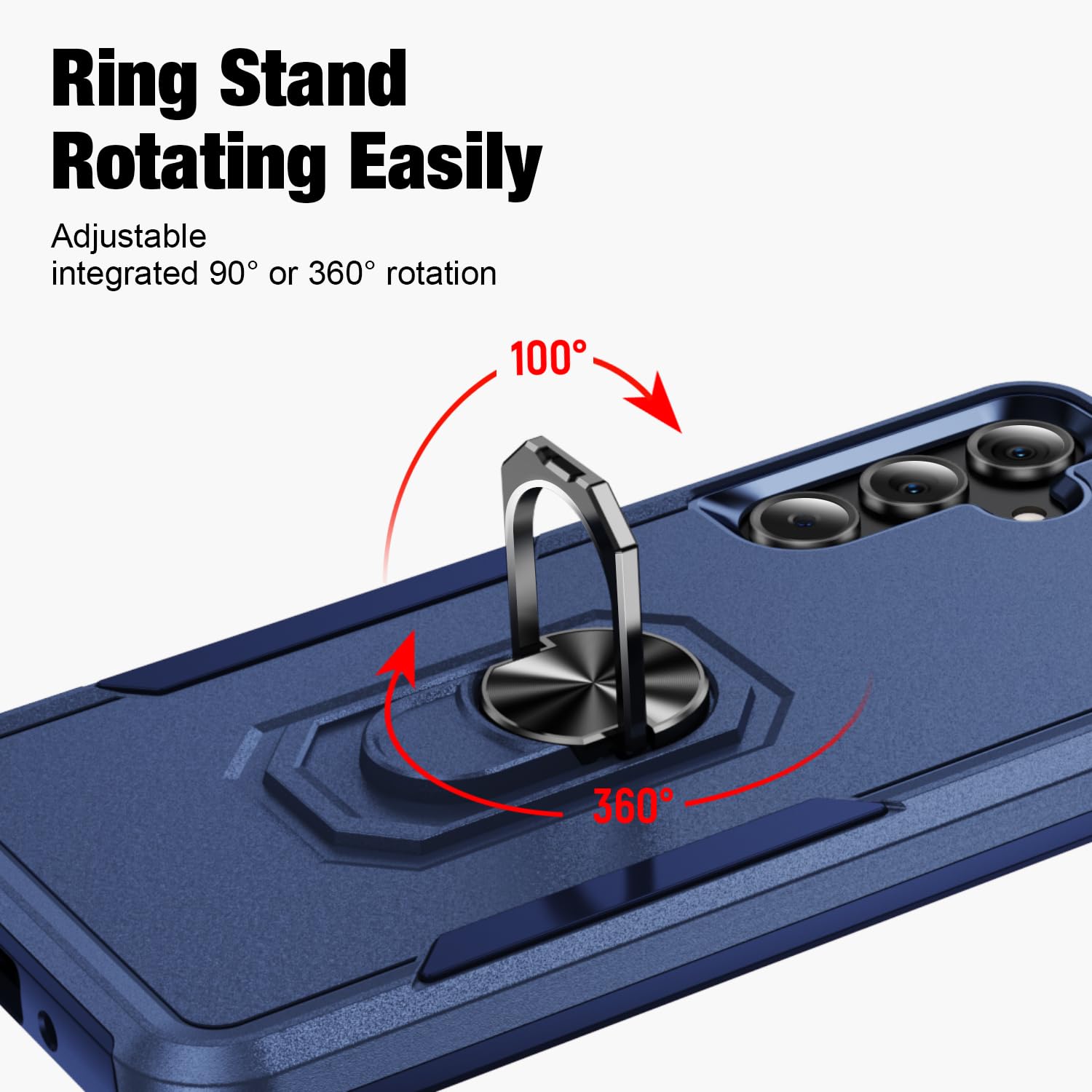 for Samsung Galaxy A26 5G Phone Case [15 FT Military Grade Drop Protection] with 2x Tempered Glass Screen Protector, Heavy-Duty Shockproof Magnetic Kickstand Case for Galaxy A26 5G (Dark Blue)