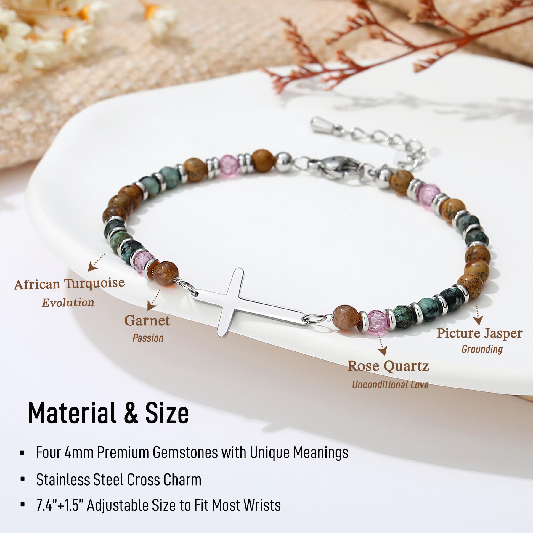 TONY & SANDY Best Friend Friendship Gifts for Women, Mothers Day Graduation Gifts for Friends, Cross Bracelet Christian Jewelry, Best Friend Birthday Gift Woman Friendship Confirmation Teen