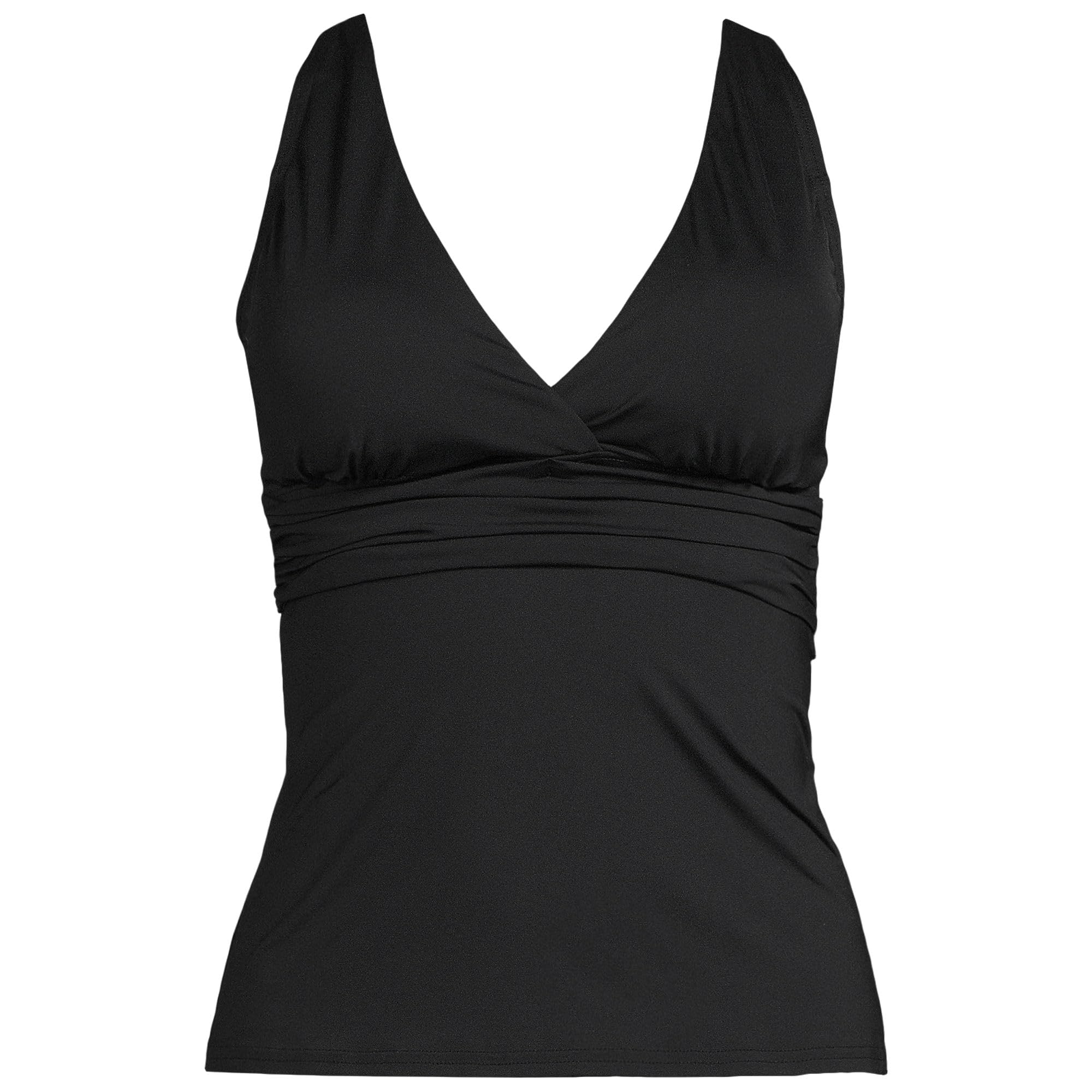 Lands' End Women's DDD-Cup V-Neck Plunge X Back Tankini Top X-Small Black