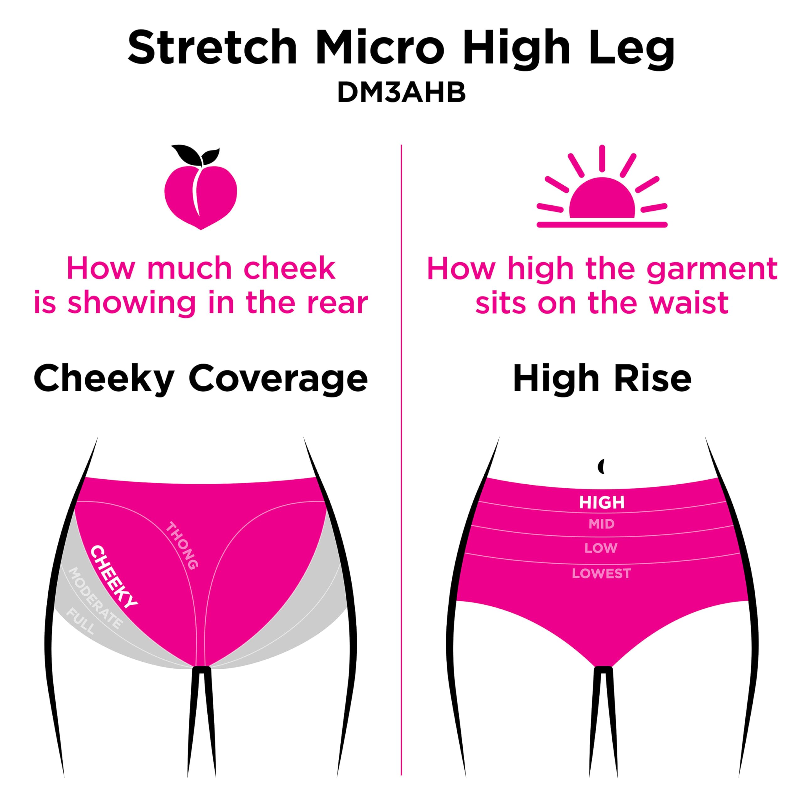 Maidenform Women's Microfiber Underwear, Rise Tailored High Leg Panties, 3-Pack, Almond/Evening Blush/Pretty Blush