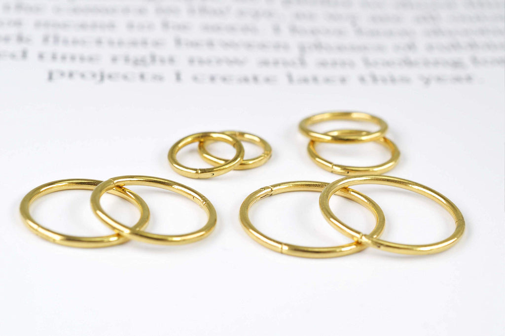 HQLA 4Pairs 18G Surgical Steel Hinged Clicker Segment Nose Rings Hoop Helix Cartilage Daith Tragus Sleeper Earrings Body Piercing for Women Men (18G - Gold - (6mm-12mm) - 4Pairs)