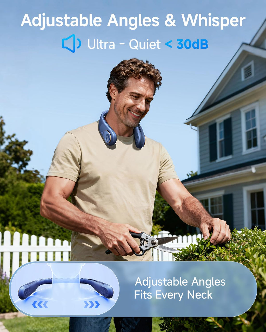 SWEETFULL Portable Neck Fan 360° Cooling Bladeless Personal Fan | No Hair Twisting - 4000mAh USB Rechargeable Wearable Fan for Travel, Birthday Gifts for Men, Women, Mom, and Dad