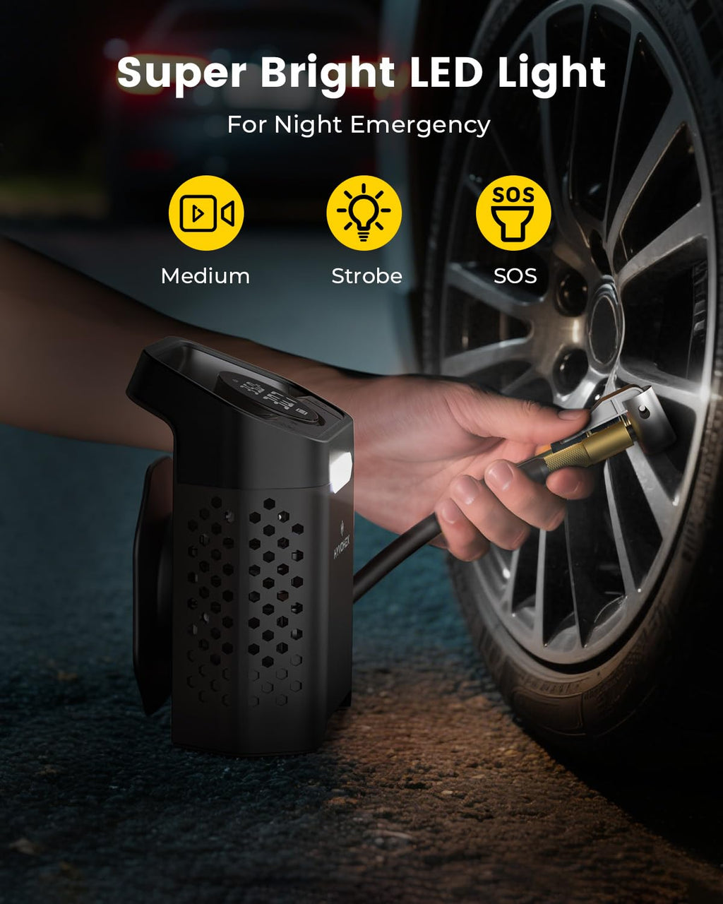Heavy-Duty 160 PSI Tire Inflator Portable Air Compressor, 1 Min Fast Inflation Cordless Portable Air Pump with Digital Pressure Gauge & LED Light, Electric Tire Pump for Car, SUV, Bike, Ball