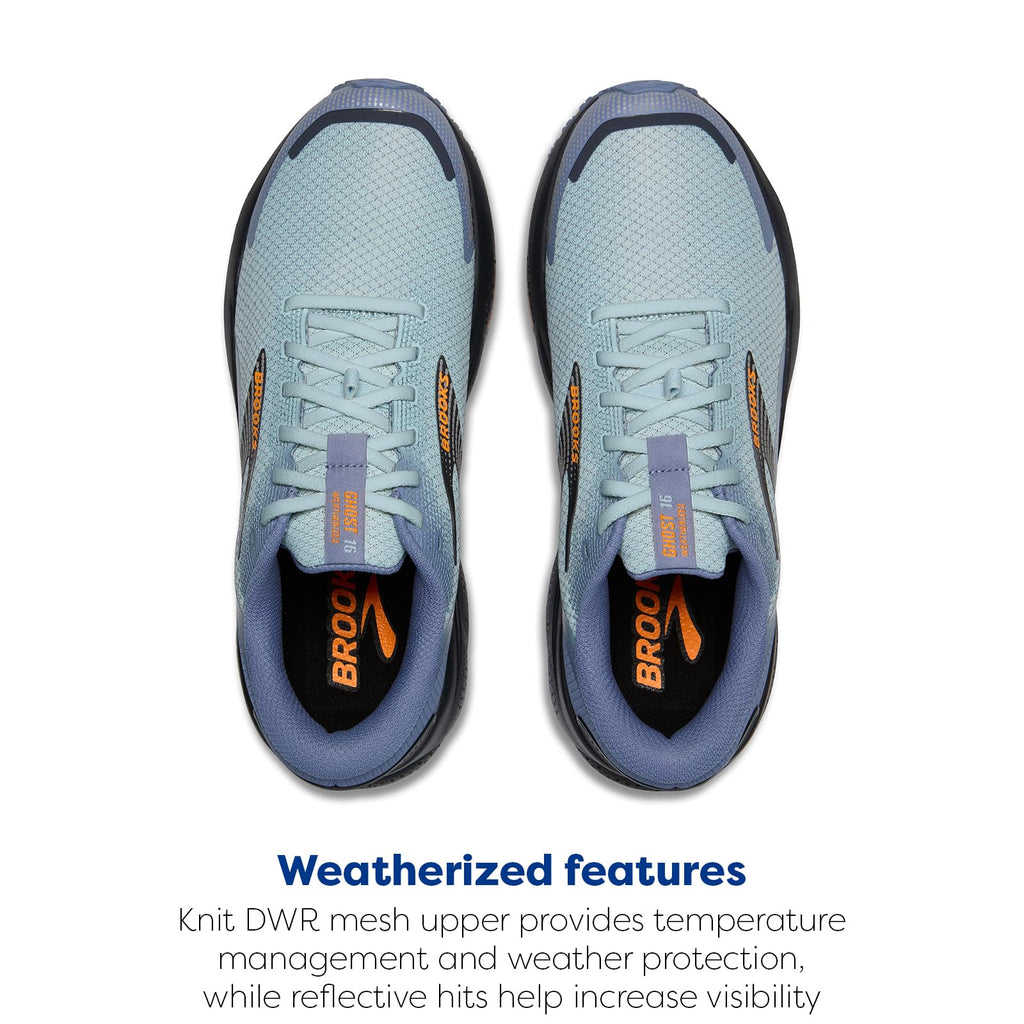 Brooks Men’s Ghost 16 Weatherized Neutral Running Shoe - Country Blue/Winter Sky/Ebony - 11 Medium