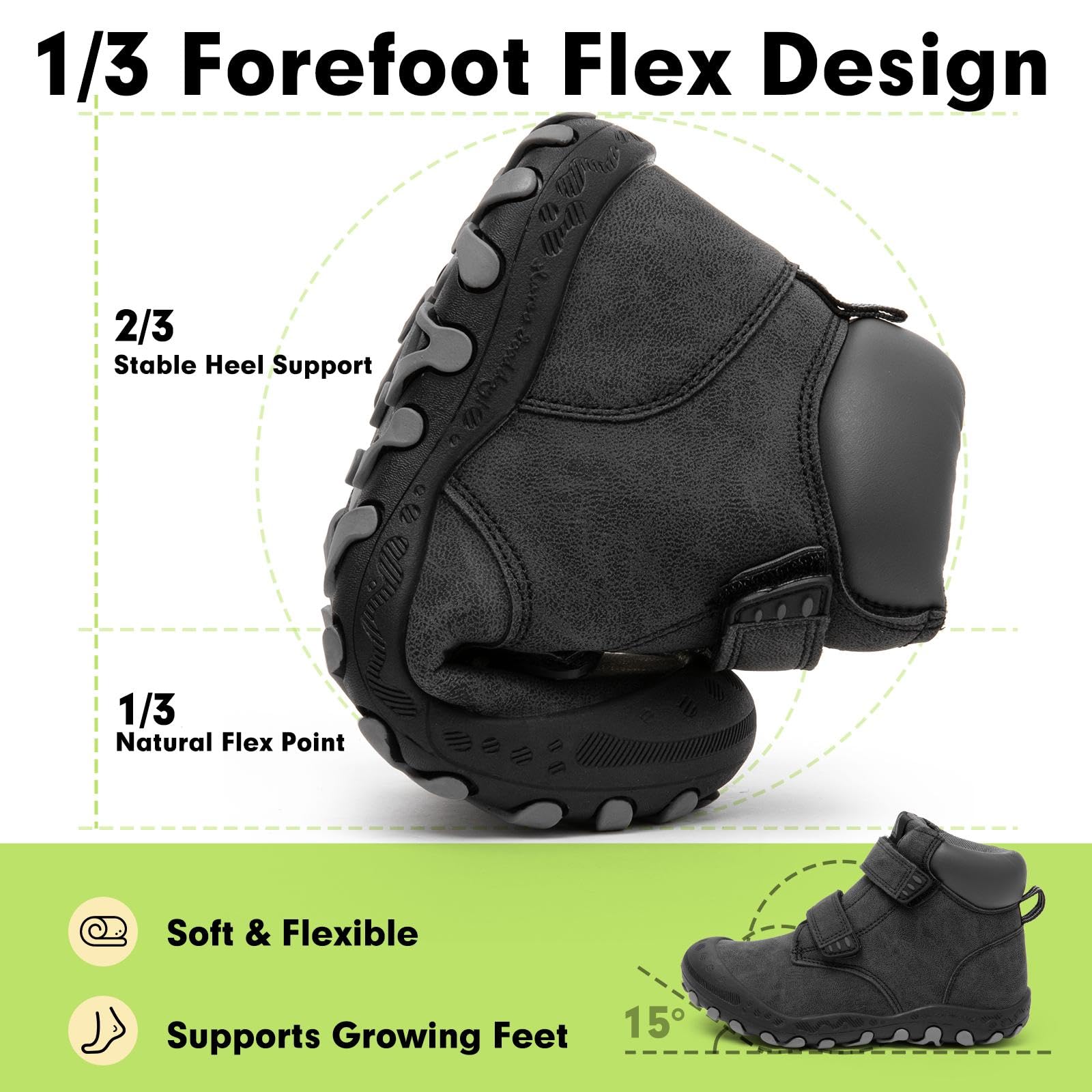 Mishansha Unisex-Child Outdoor Ankle Hiking Boots Boys Girls Trekking Walking Shoes with Hook and Loop C-black 10 Toddler