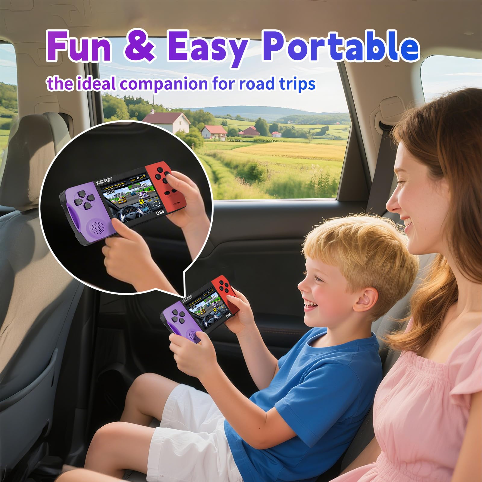 Retro Handheld Games for Kids, Built-in 216 Video Games, Rechargeable, 3.2 Inch Screen Portable Handheld Game Console, Travel-Friendly Arcade Toy Gift, Birthday & Holiday Present for Kids 4-8