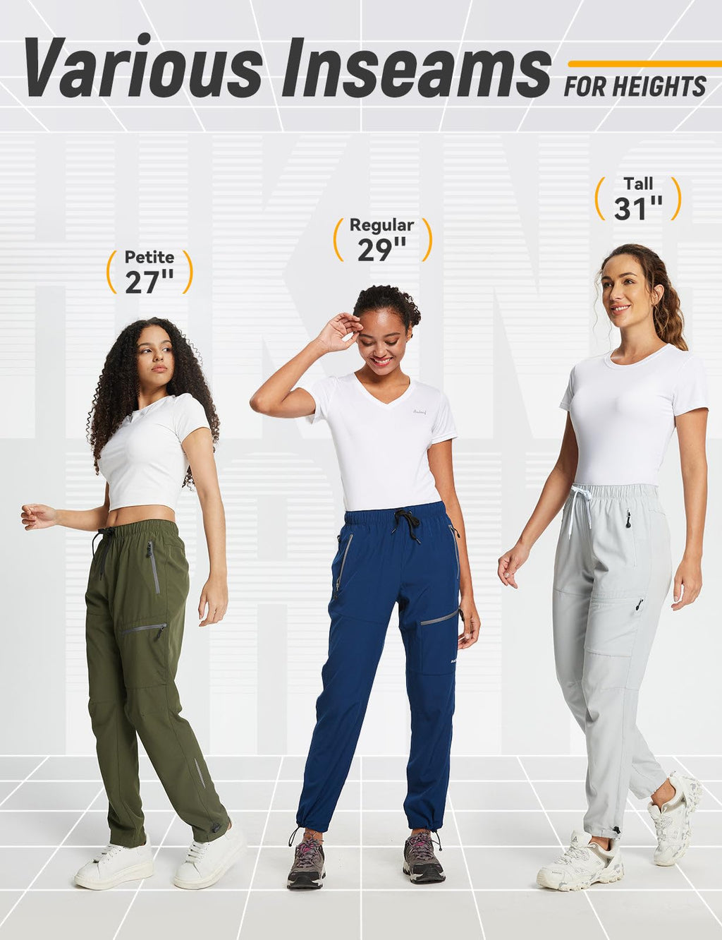 baleaf Women's Hiking Pants Quick Dry Lightweight Water Resistant Stretch Cargo Pants with Zipper Pockets Travel Camping 29''-Black L