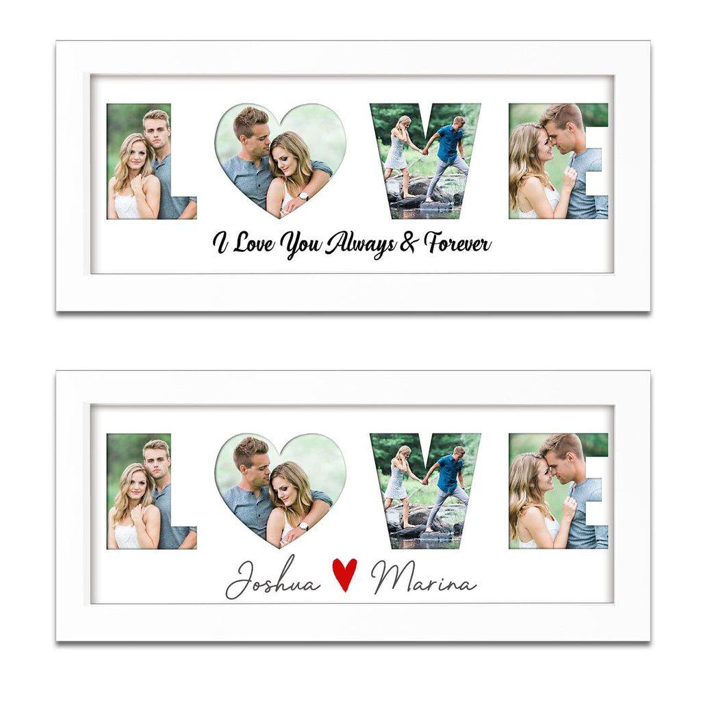 LOVE Frame, Picture Frames with Photos, Gifts for Girlfriend, Custom Gifts for Boyfriend Him Her Couples Husband Wife - Birthday Anniversary Valentine's Day Christmas Presents, Display 4 Pictures 3''