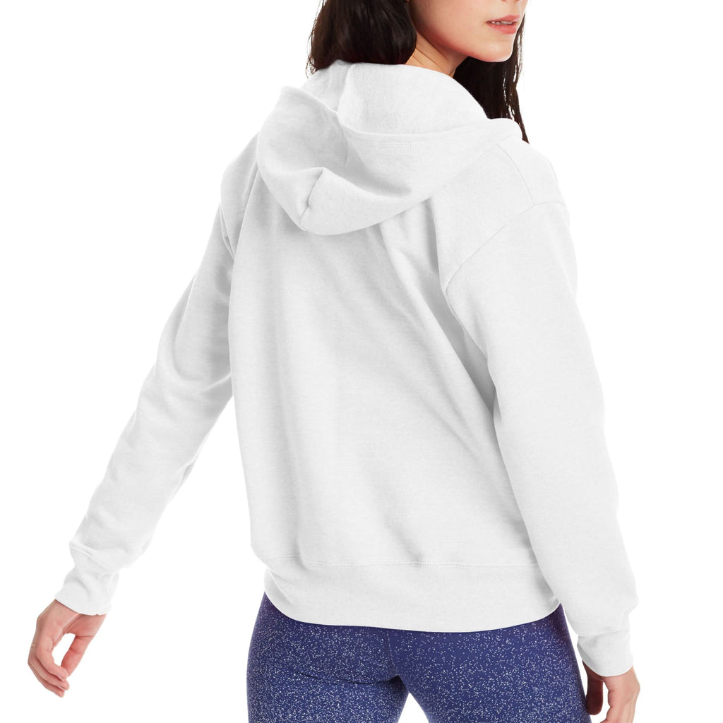 Hanes Women's EcoSmart Full-Zip Hoodie Sweatshirt, White, Large, 50% Cotton, 50% Polyester