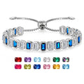 ETERMBOL September Birthstone Bracelets for Women, Sterling Silver Tennis Bracelets Emerald Cut Bezel Set with Adjustable Chain, Elegant Anniversary, Birthday or Valentine's Day Gift