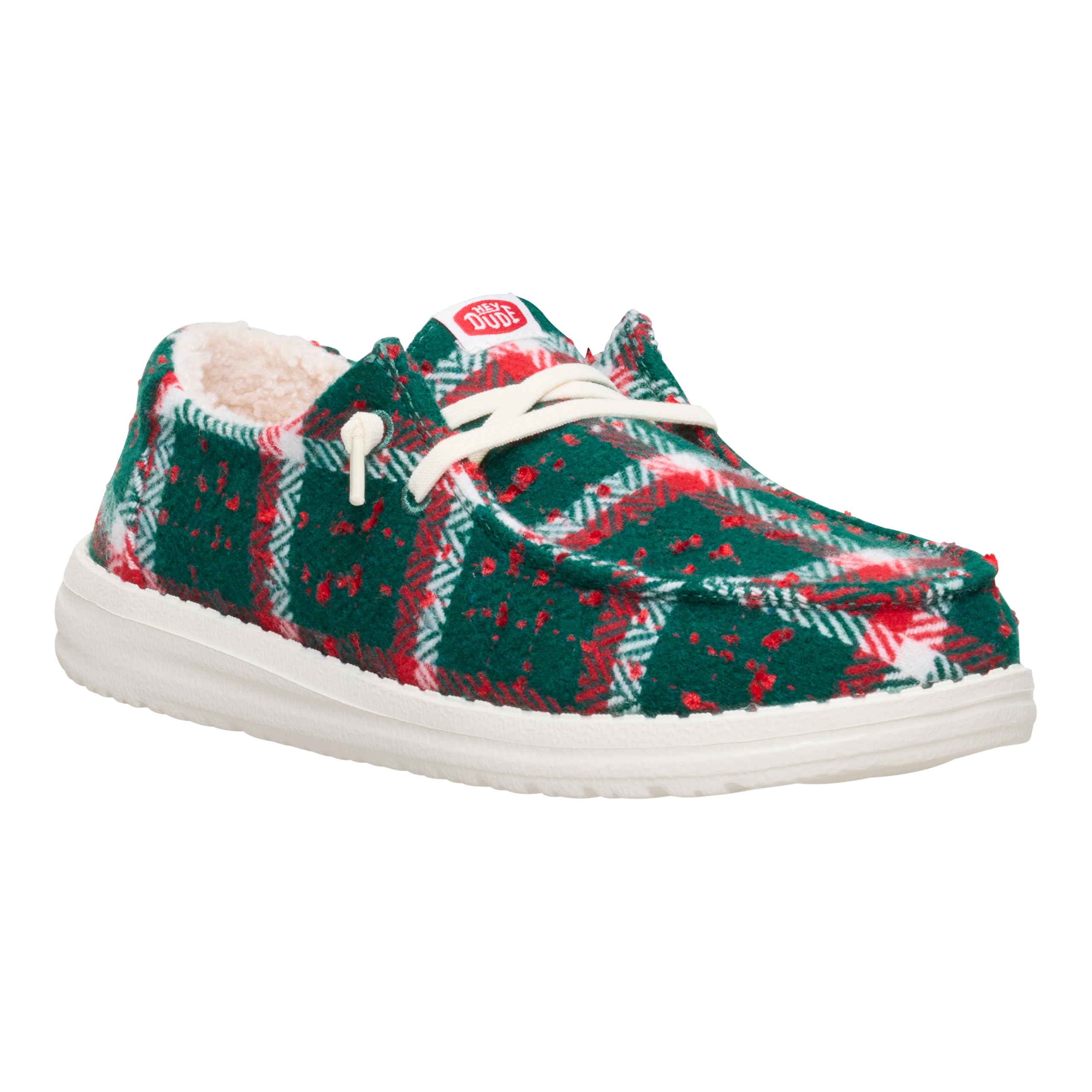 HEYDUDE Wendy Confetti Plaid Cozy Red/Green/Multi Size 8, Women’s Shoes, Slip-on Loafers, Comfortable & Light-Weight