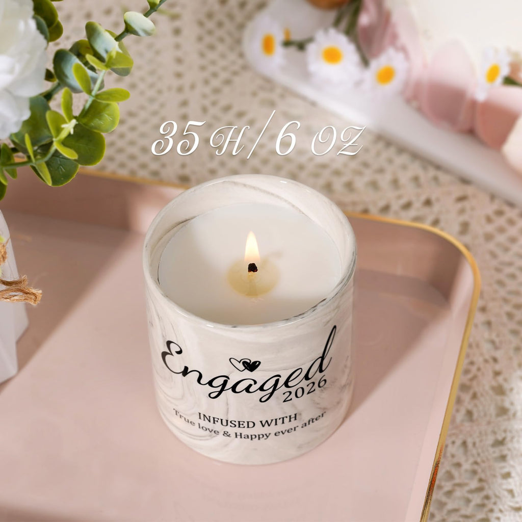 Engagement Gifts - Gift for Newly Engaged Couples, Fiance Gifts for Women, Bridal Shower, Wedding Bride Gift - Engaged Present 6 Oz Engaged 2026 Lavender Ceramics Candle