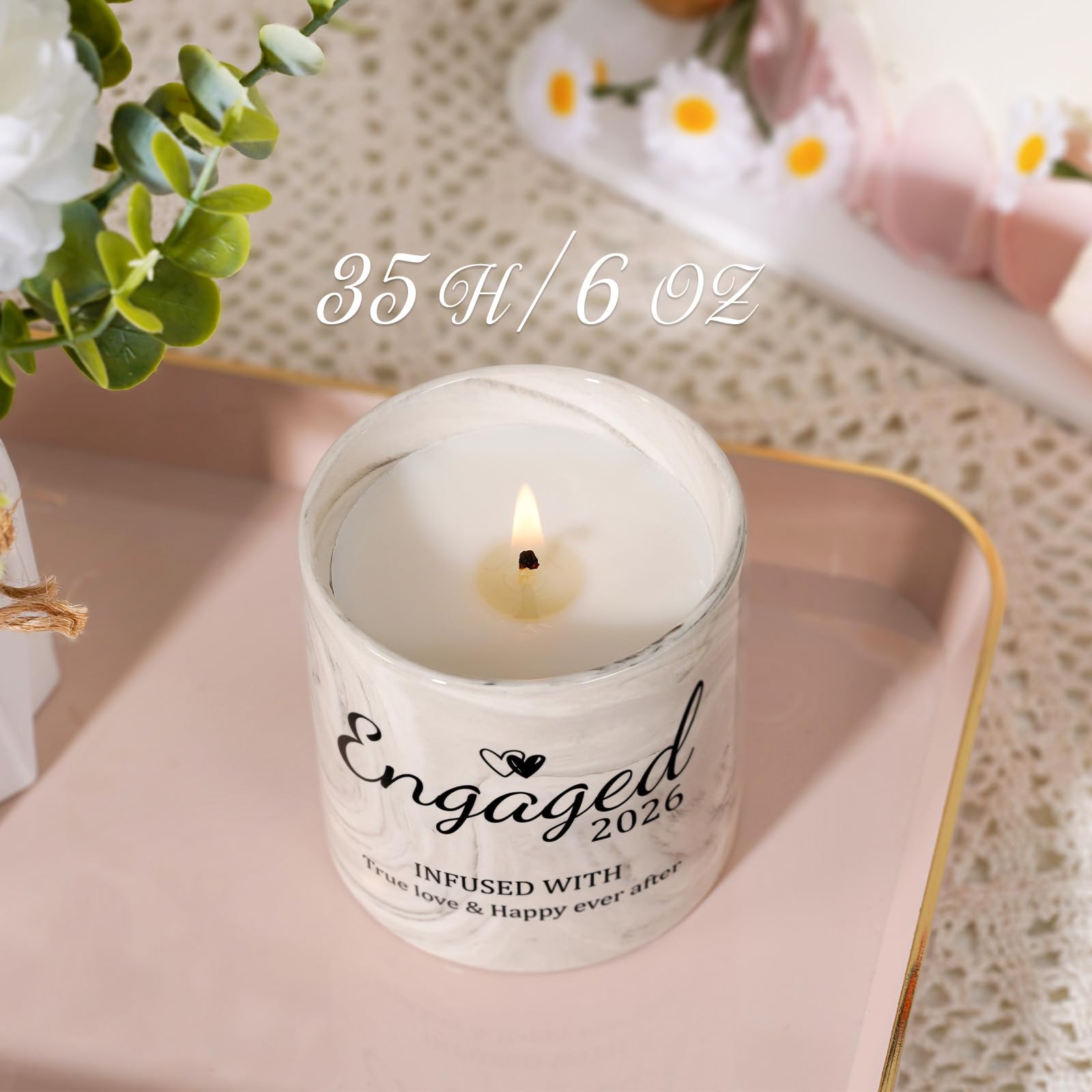 Engagement Gifts - Gift for Newly Engaged Couples, Fiance Gifts for Women, Bridal Shower, Wedding Bride Gift - Engaged Present 6 Oz Engaged 2026 Lavender Ceramics Candle