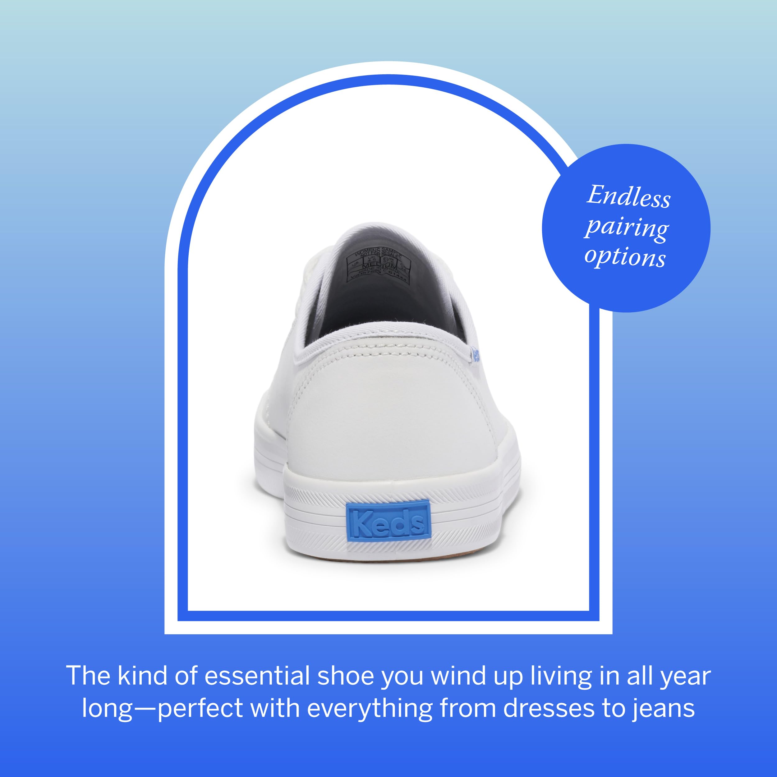 Keds Kickstart Lace Up, Sneaker Womens, White Canvas, 8 Medium