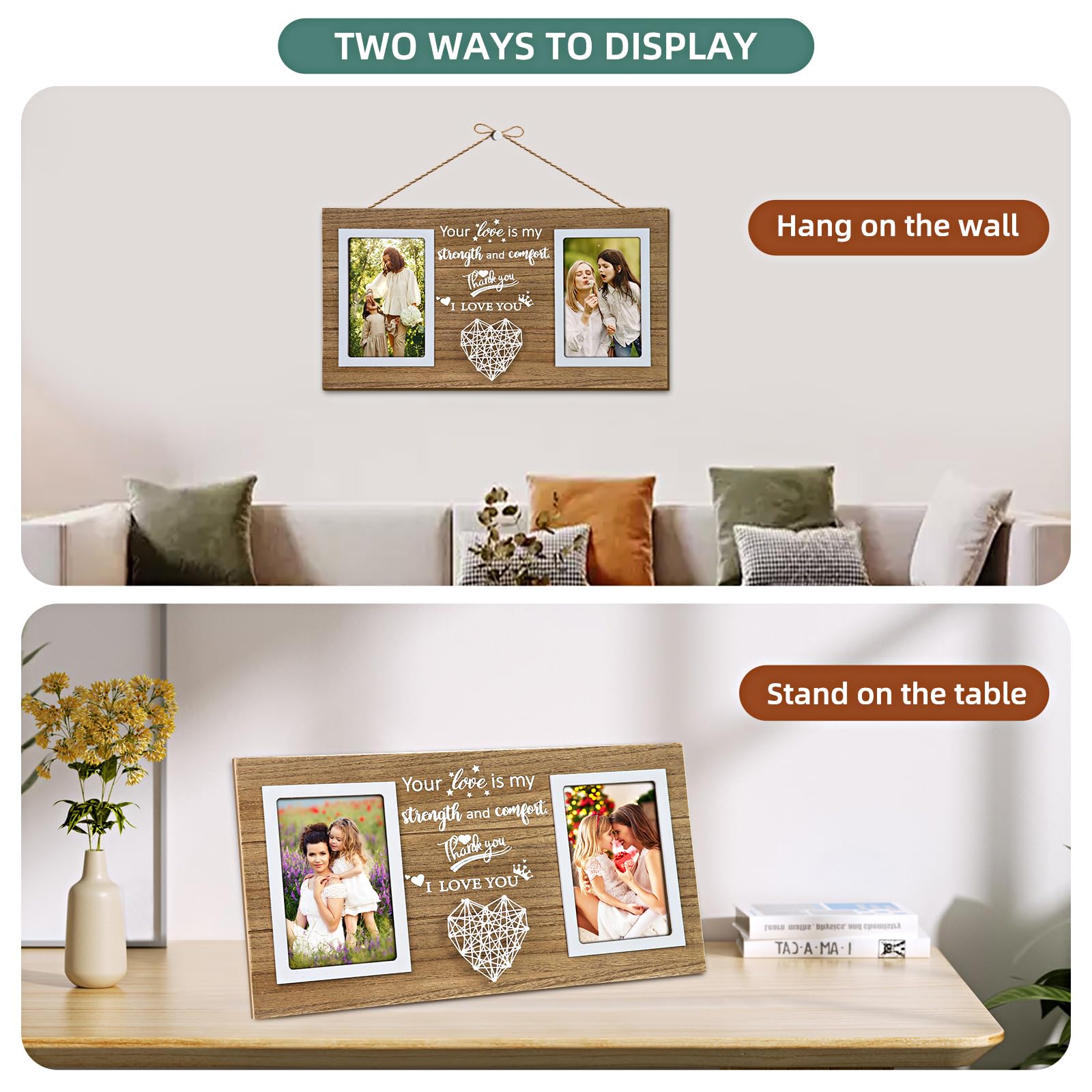 ZEEYUAN 4x6 Picture Frame Gifts For Mom Mothers Day Photo Gifts for Mom from Daughter or Son, Personalized Mother’s Day Presents Anniversary Birthday Wedding Gift for Wife Couples Love Picture Frame