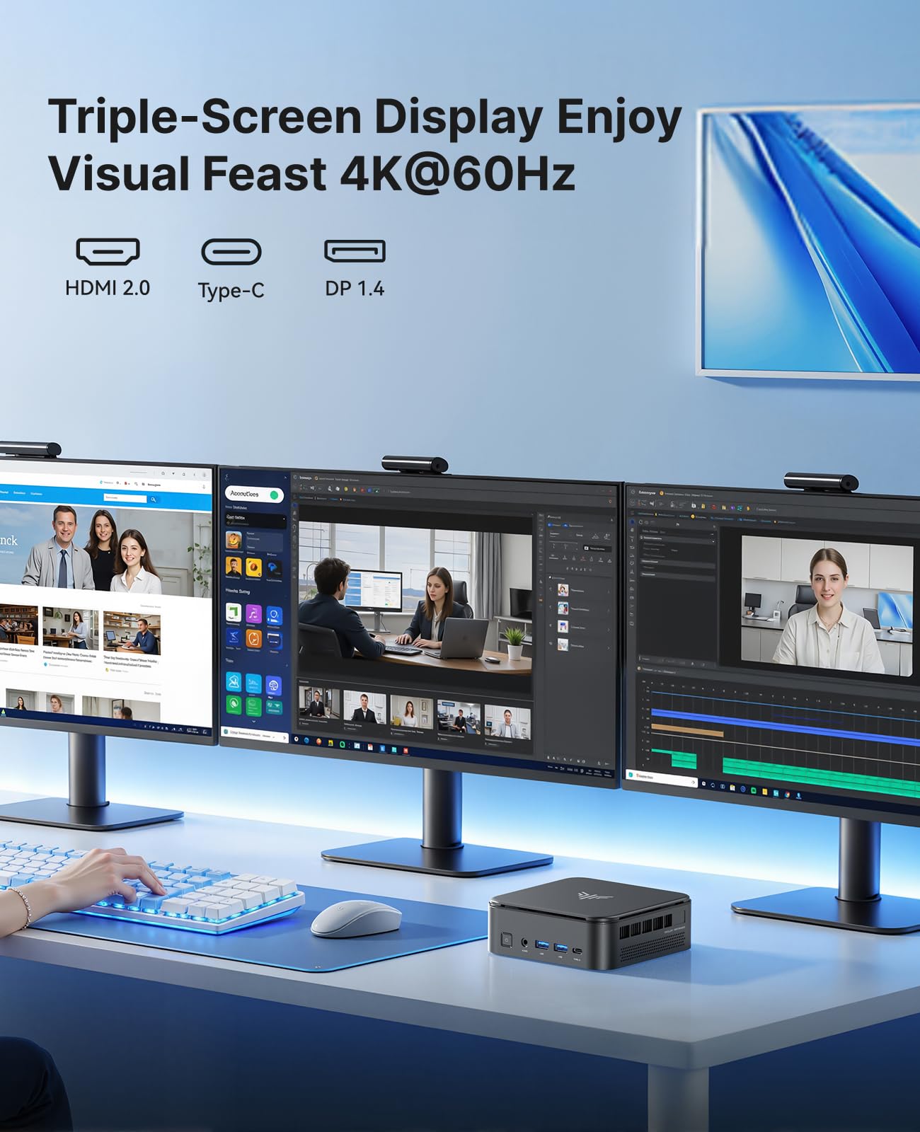 KAMRUI Mini PC E3B 11 Pro AMD Ryzen V2748 (Beat R7 5825U/R5 6650H/R5 7430U, up to 4.3GHz) Mini Pc, Mini Desktop Computer 16GB DDR4 512GB SSD,AMD Radeon Graphics Triple 4K Display/WiFi6/BT5