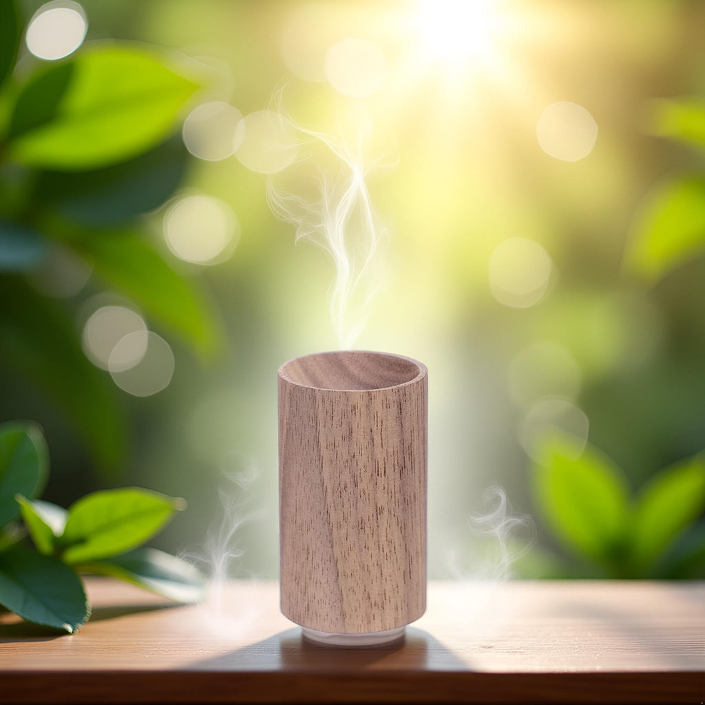 Brown Walnut Wood Essential Oil Diffuser,Wooden Aromatherapy Round Office Home Car Diffuser,Small Wooden Diffuser for Essential Oils Aromatherapy Diffusers Health and Household Interior Accessories